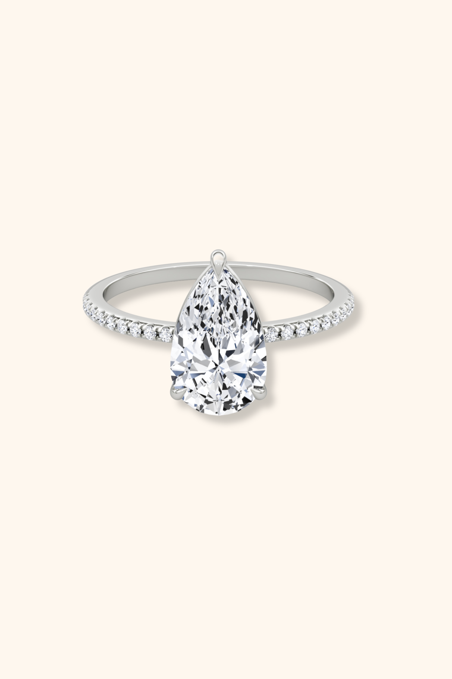 4 Prong Timeless Grace Pavé Ring with Pear Solitaire