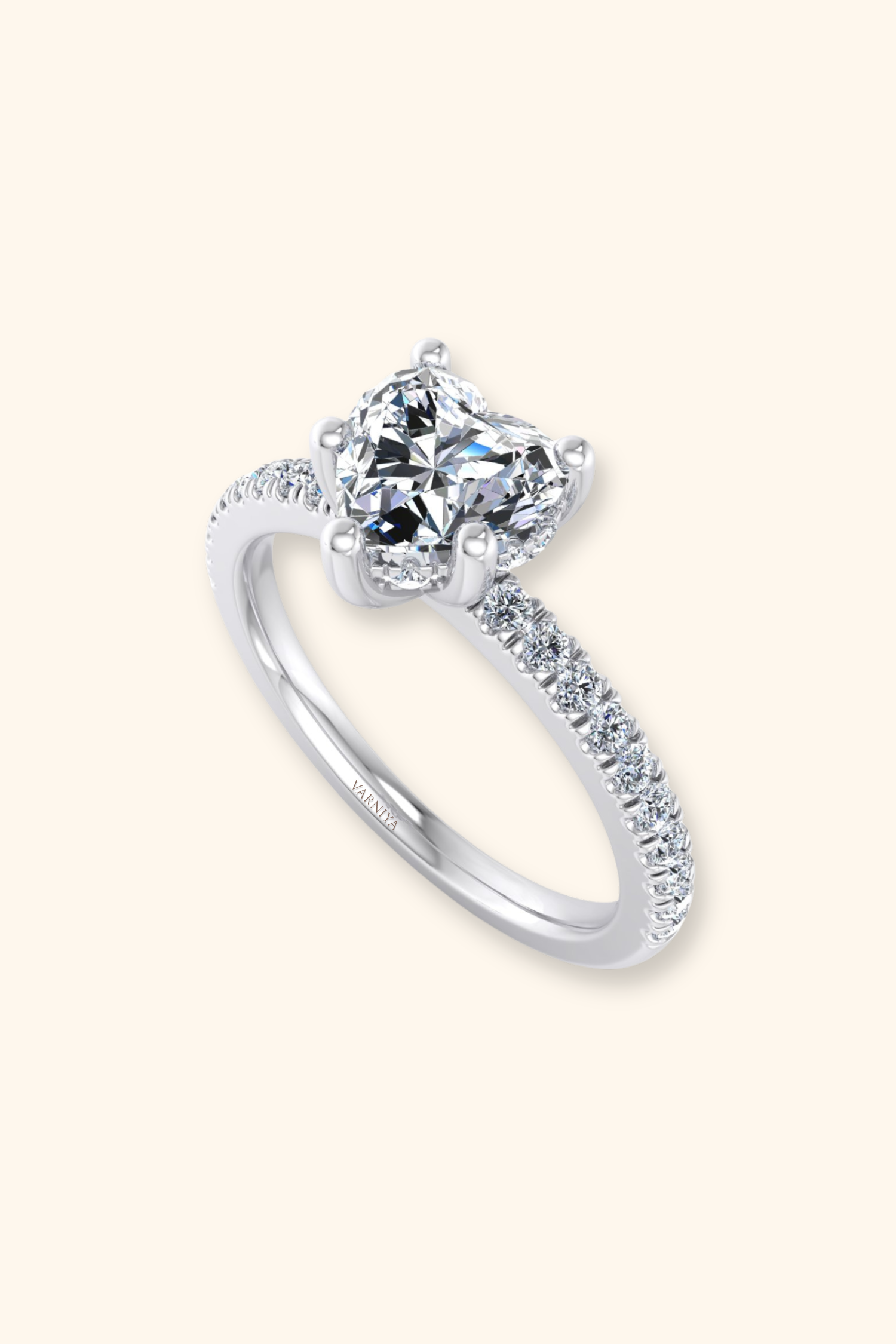 Corazón Heart Solitaire Pavé Ring