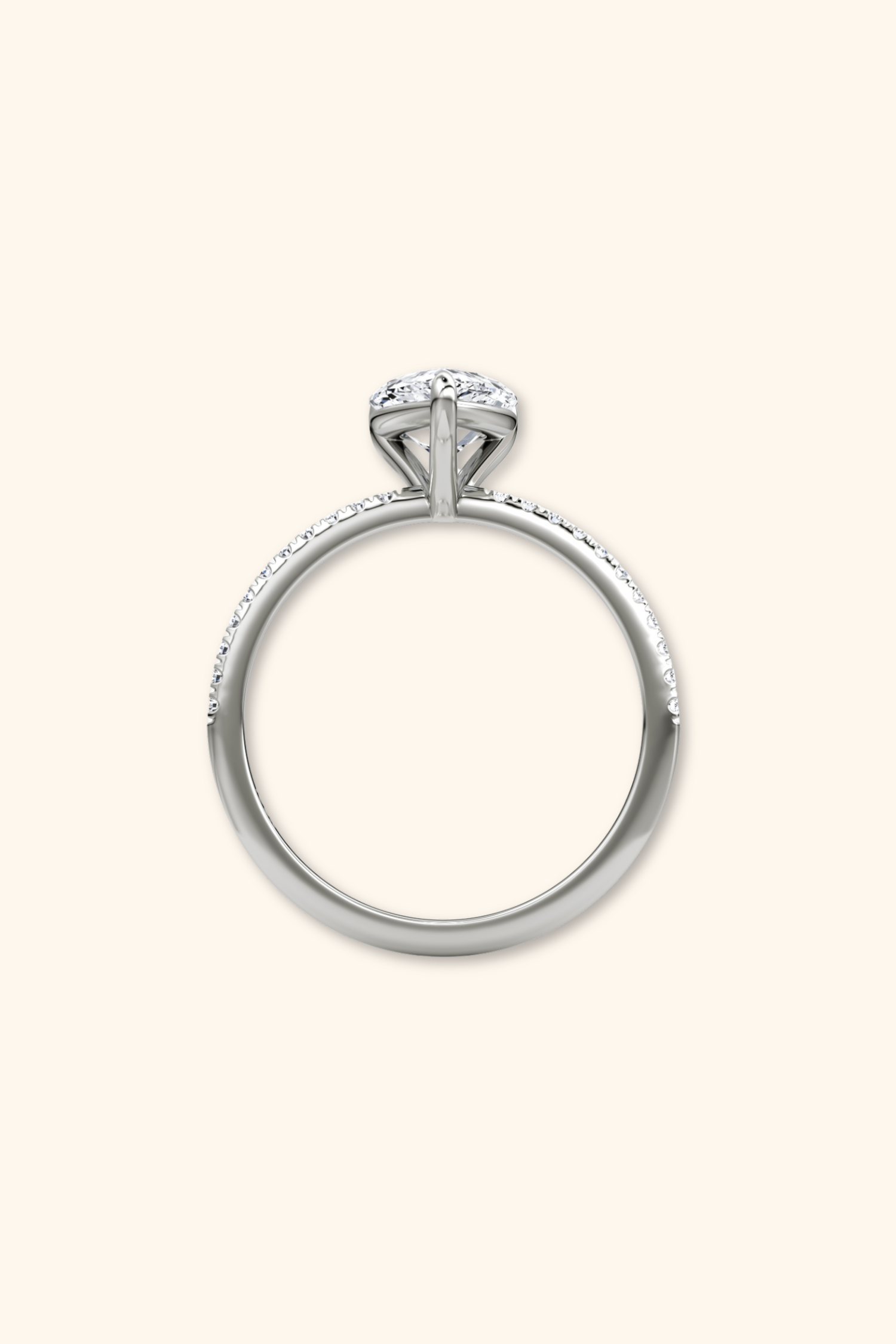 4 Prong Timeless Grace Pavé Ring with Pear Solitaire