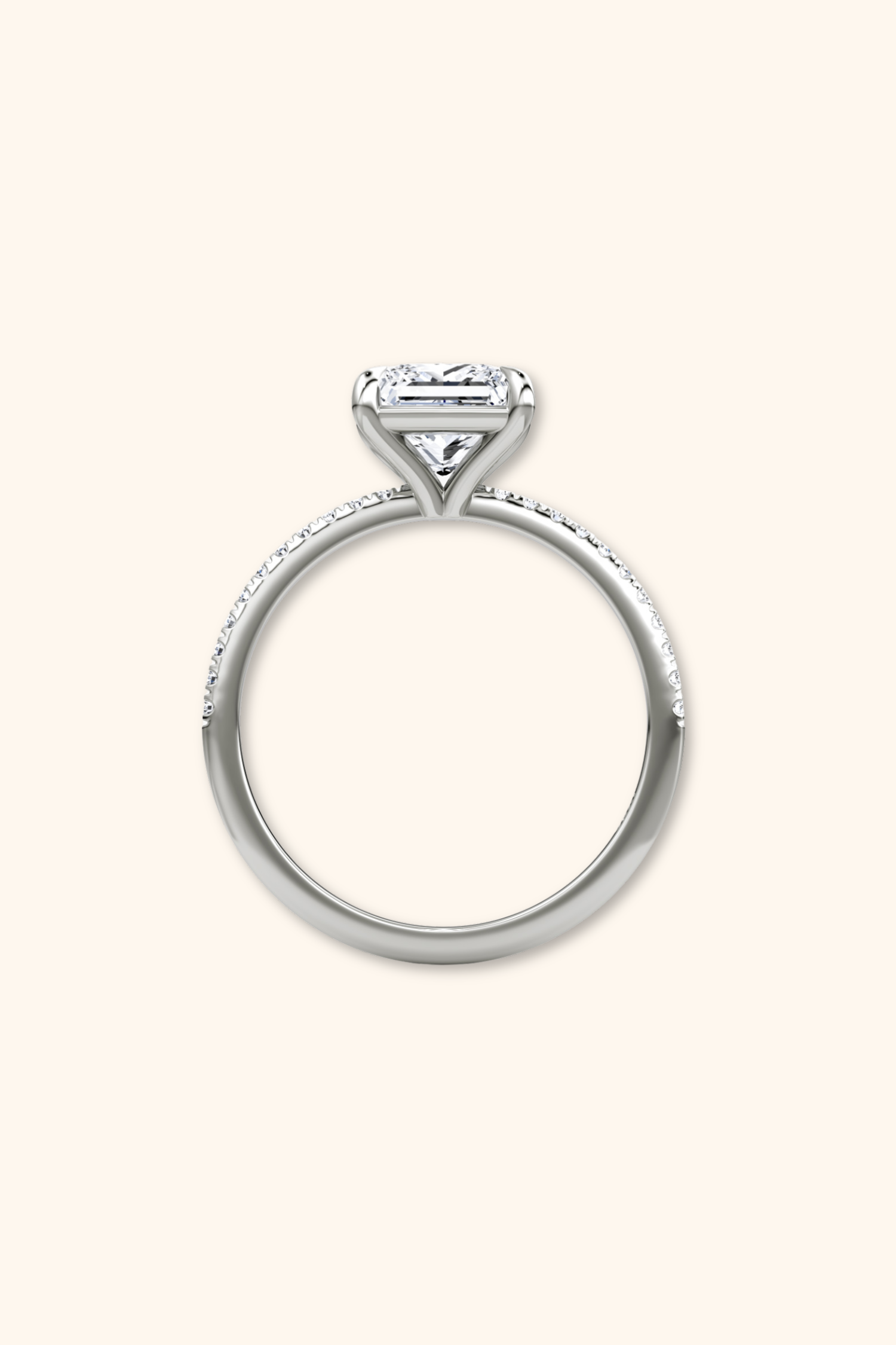4 Prong Timeless Grace Pavé Ring with Princess Solitaire
