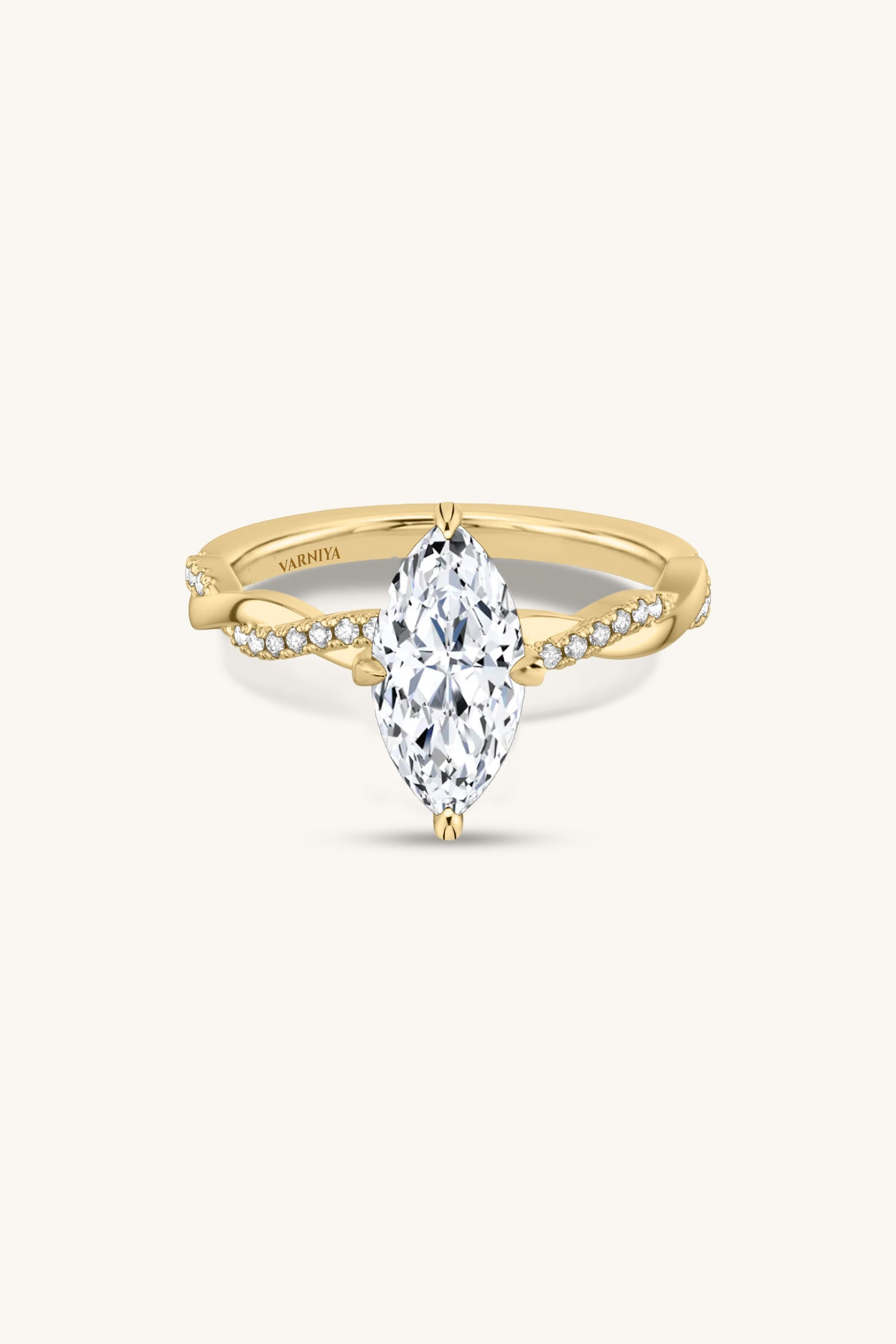 Helena Marquise Solitaire Pavé Ring