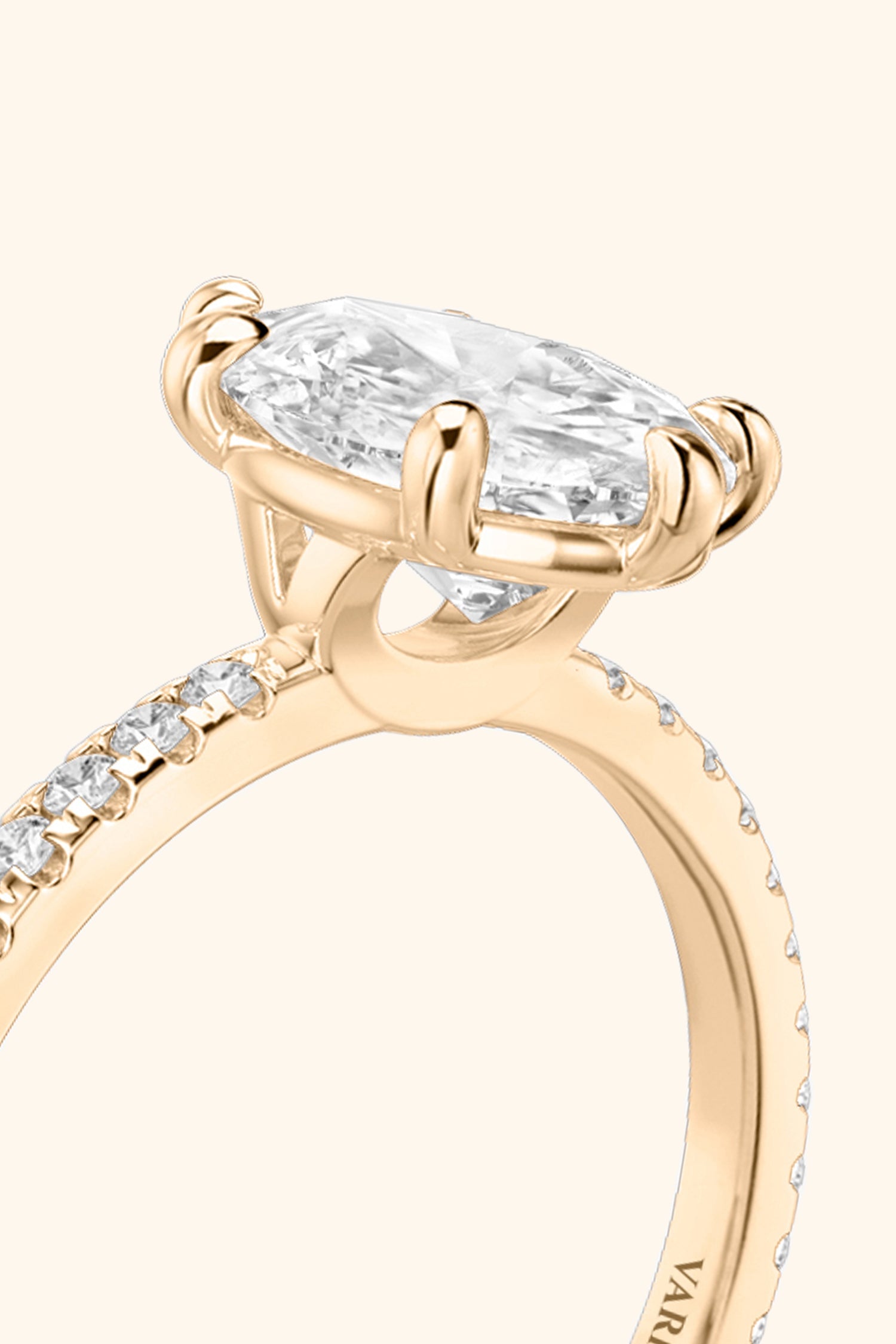 6 Prong Classic Pear Solitaire Pavé Ring