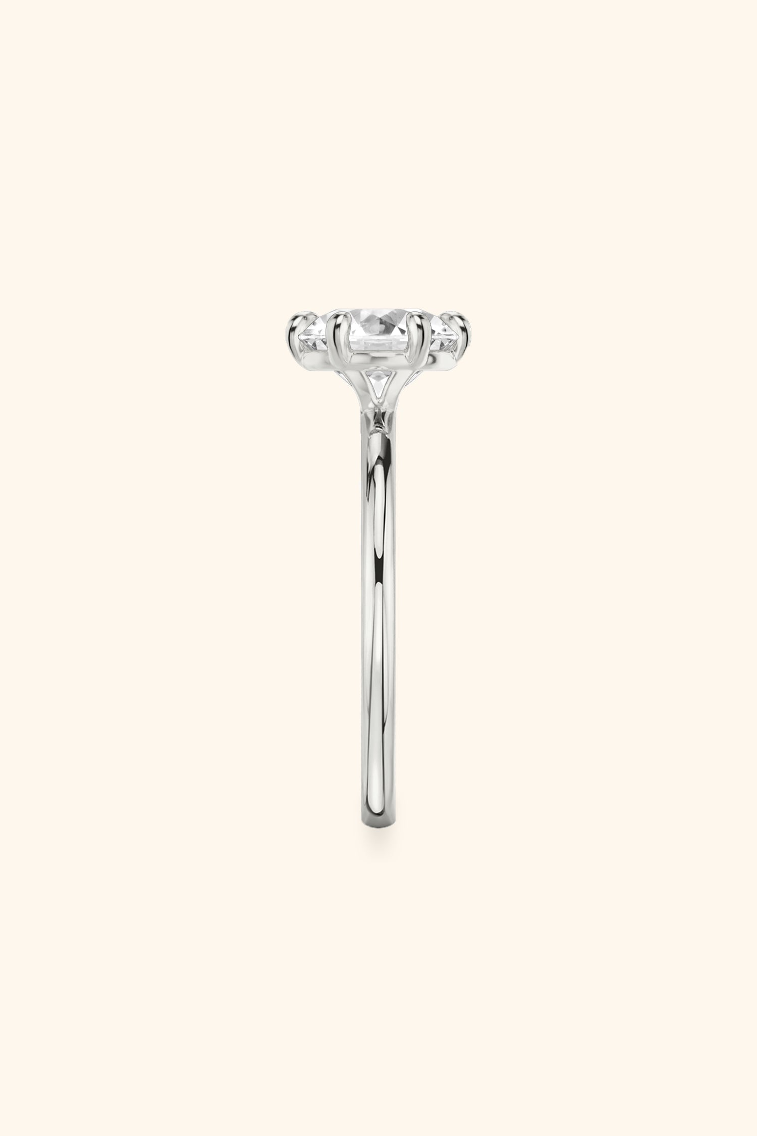 6 Prong Classic Grace Ring Set with a Round Diamond
