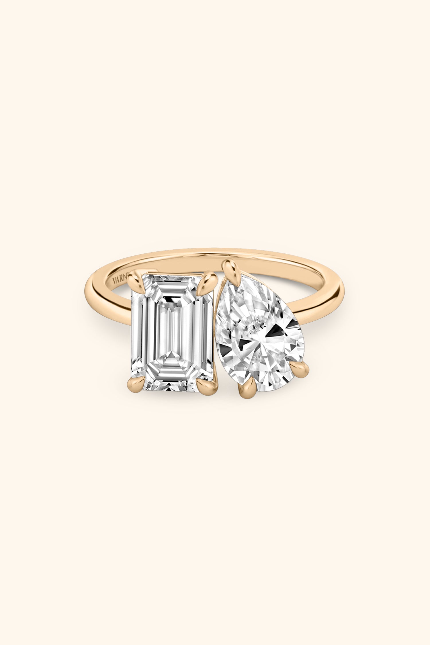Luminosa Emerald and Pear Solitaire Ring