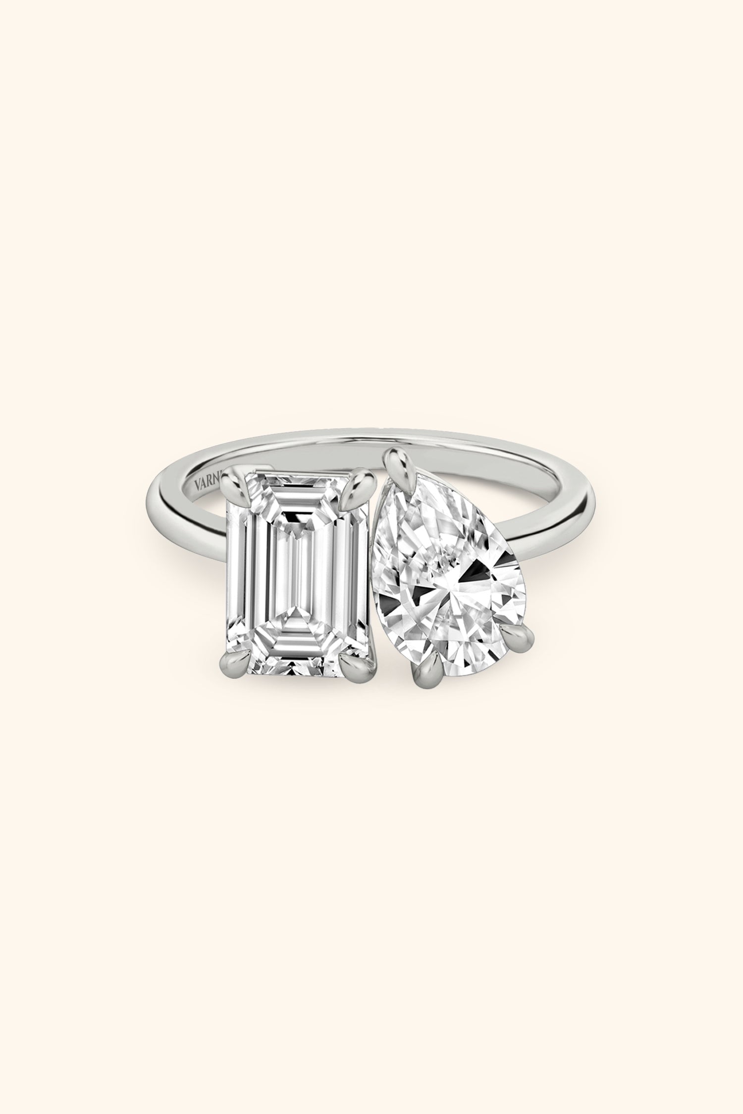Luminosa Emerald and Pear Solitaire Ring