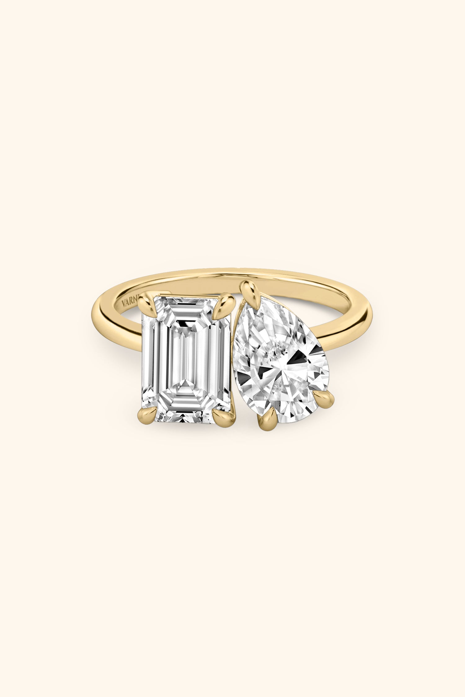 Luminosa Emerald and Pear Solitaire Ring