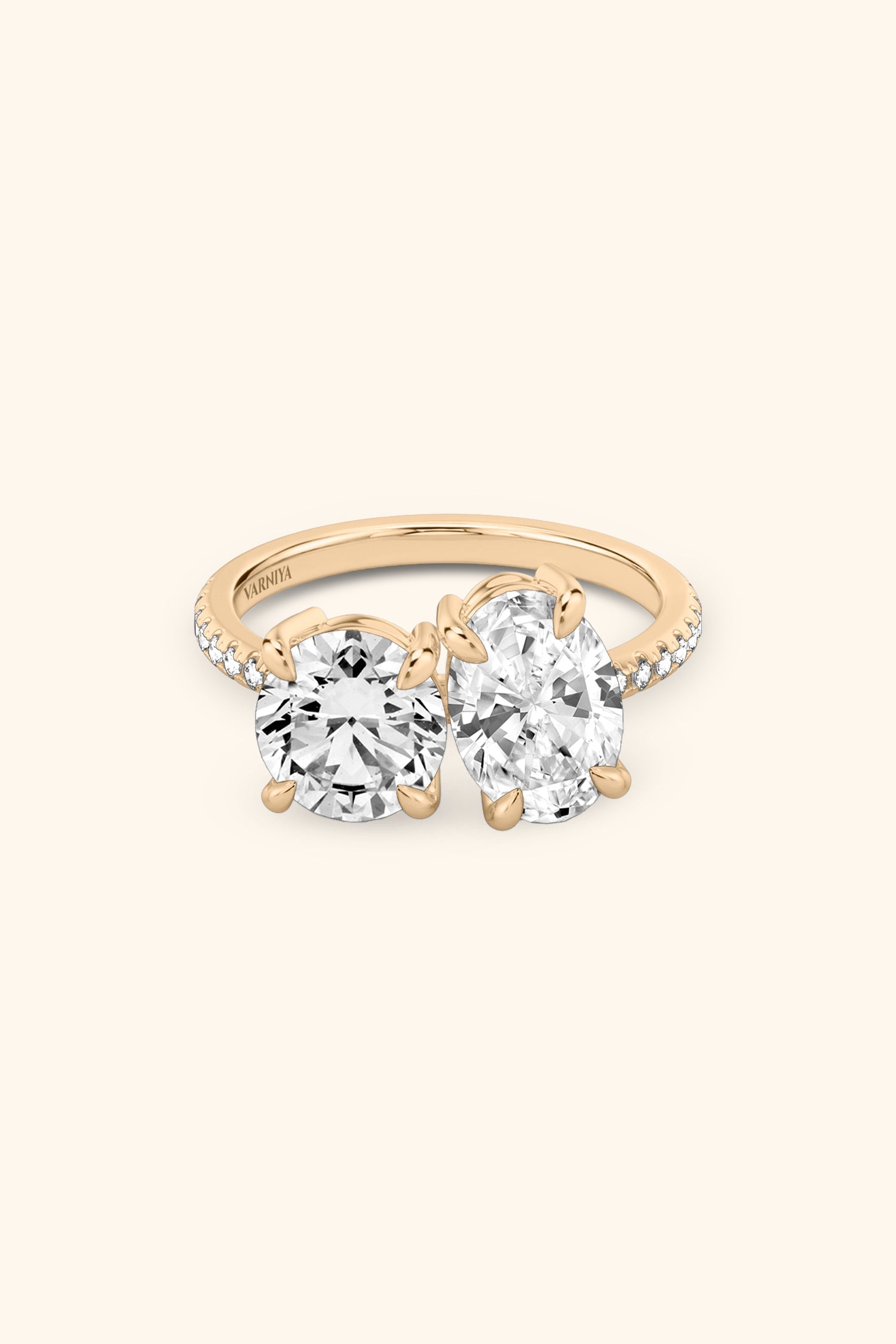 Luminosa Round Brilliant and Oval Solitaire Pavé Ring