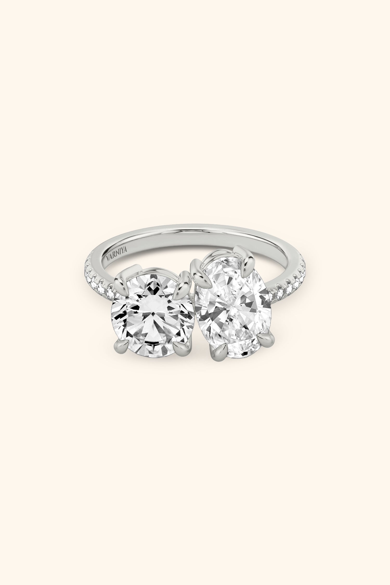 Luminosa Round Brilliant and Oval Solitaire Pavé Ring