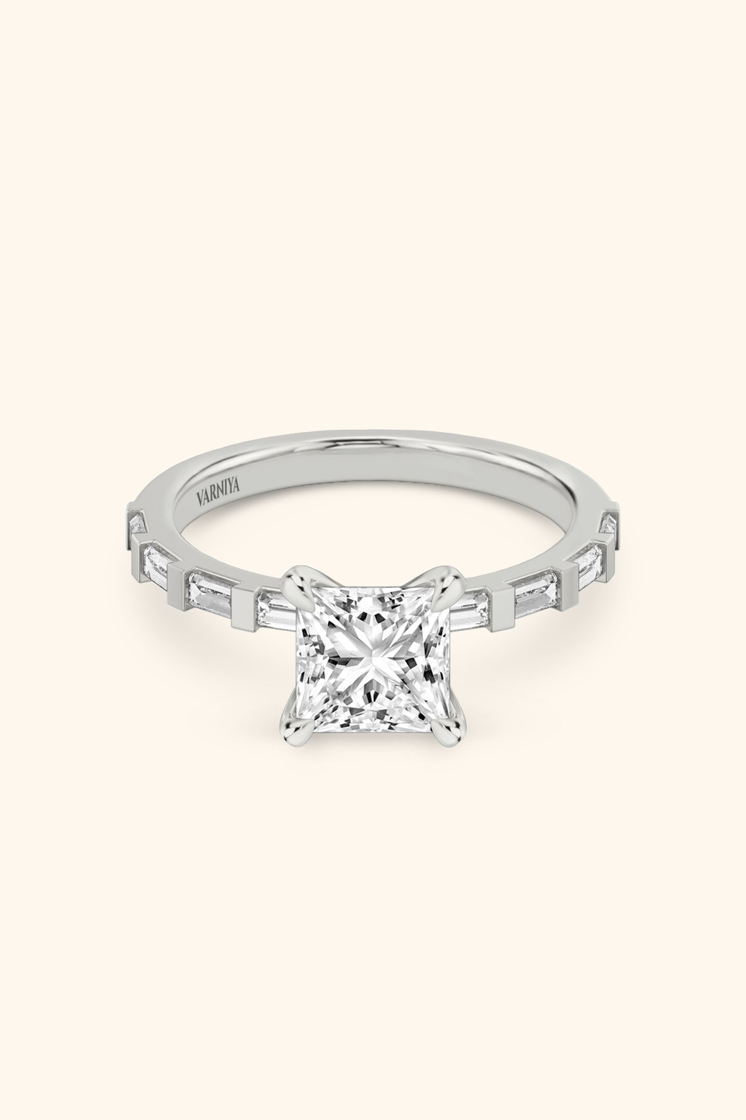 French Bar with Princess Solitaire Ring