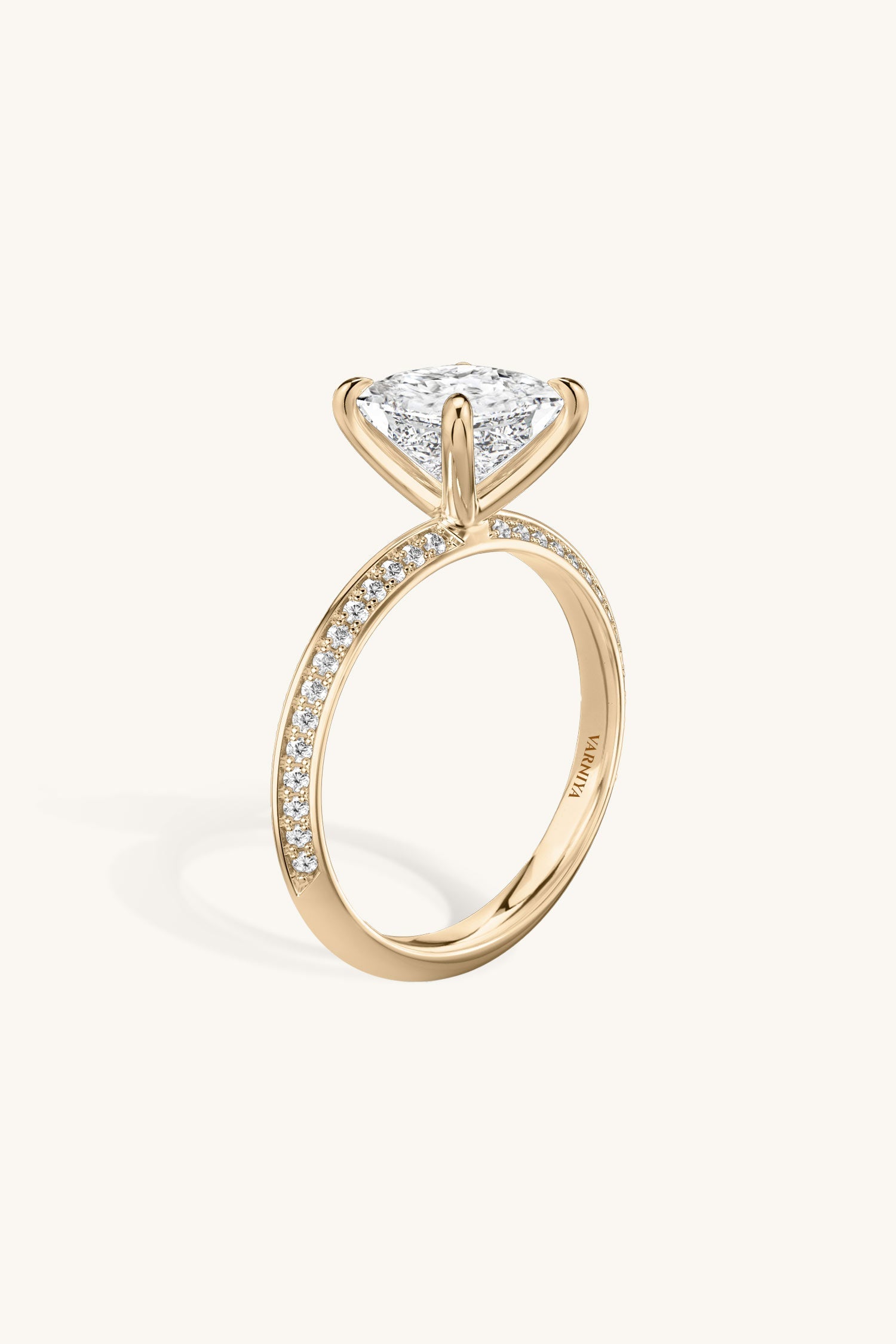 Amália Princess Solitaire Pavé Ring