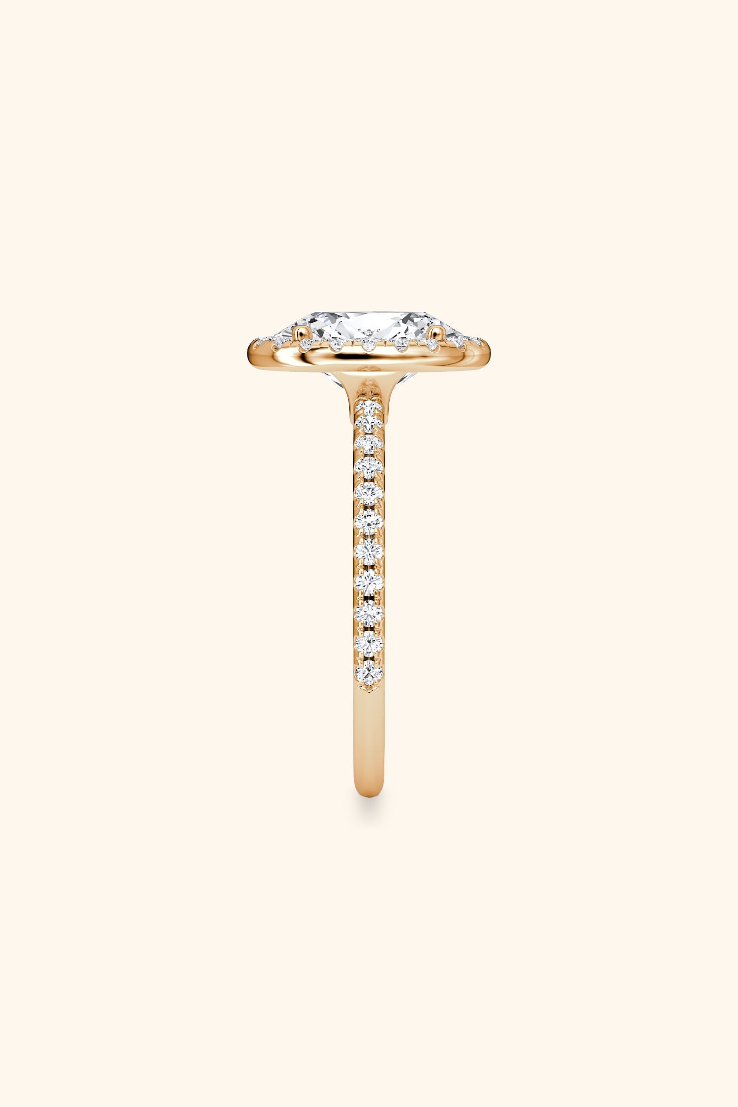 Angelica Classic Oval Solitaire Pavé Ring with Halo