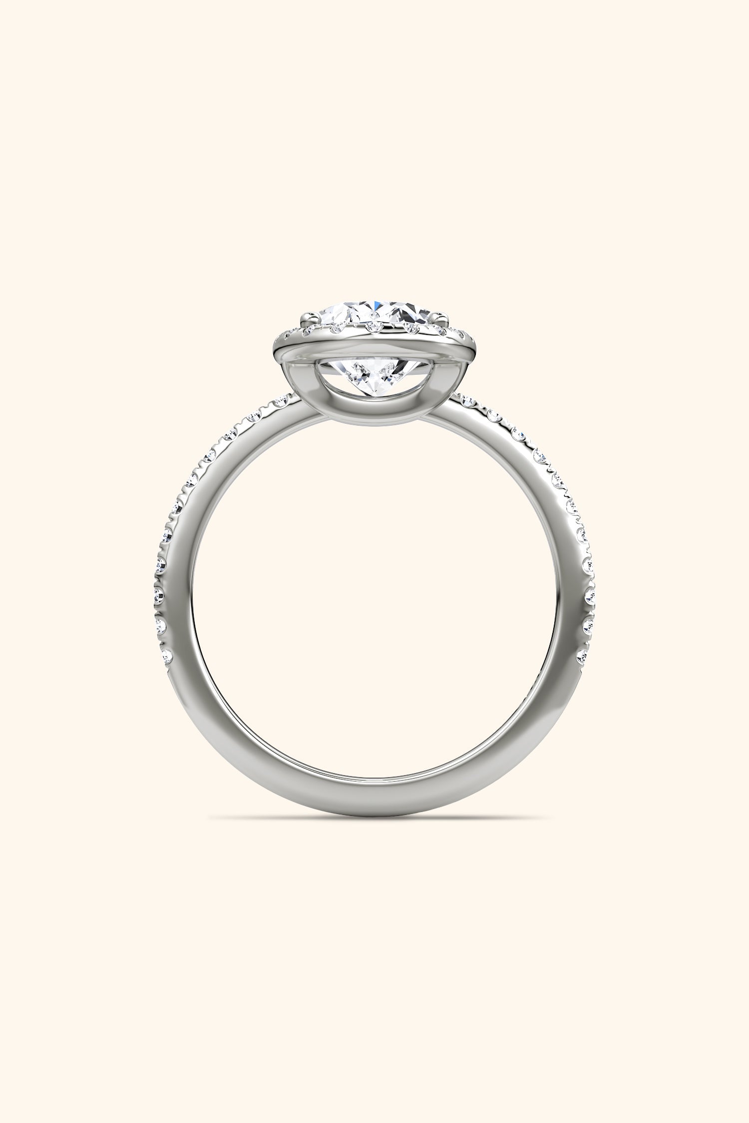 Angelica Classic Oval Solitaire Pavé Ring with Halo