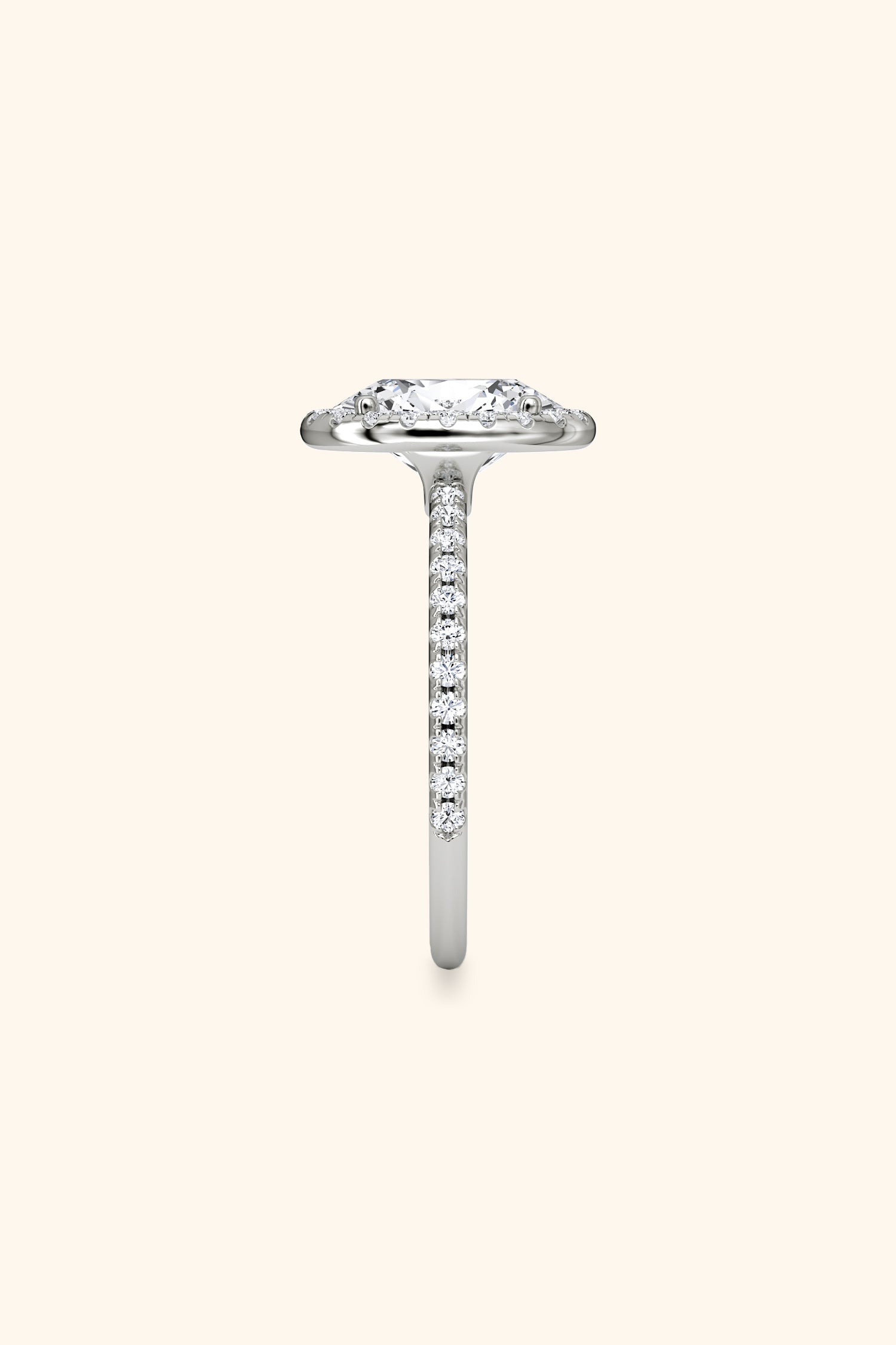 Angelica Classic Oval Solitaire Pavé Ring with Halo