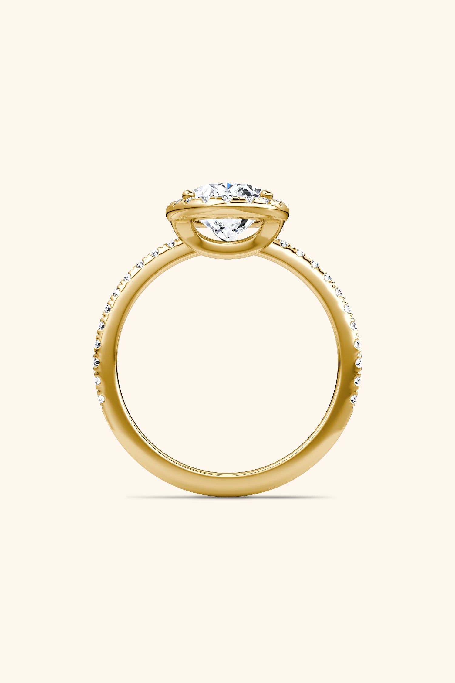 Angelica Classic Oval Solitaire Pavé Ring with Halo