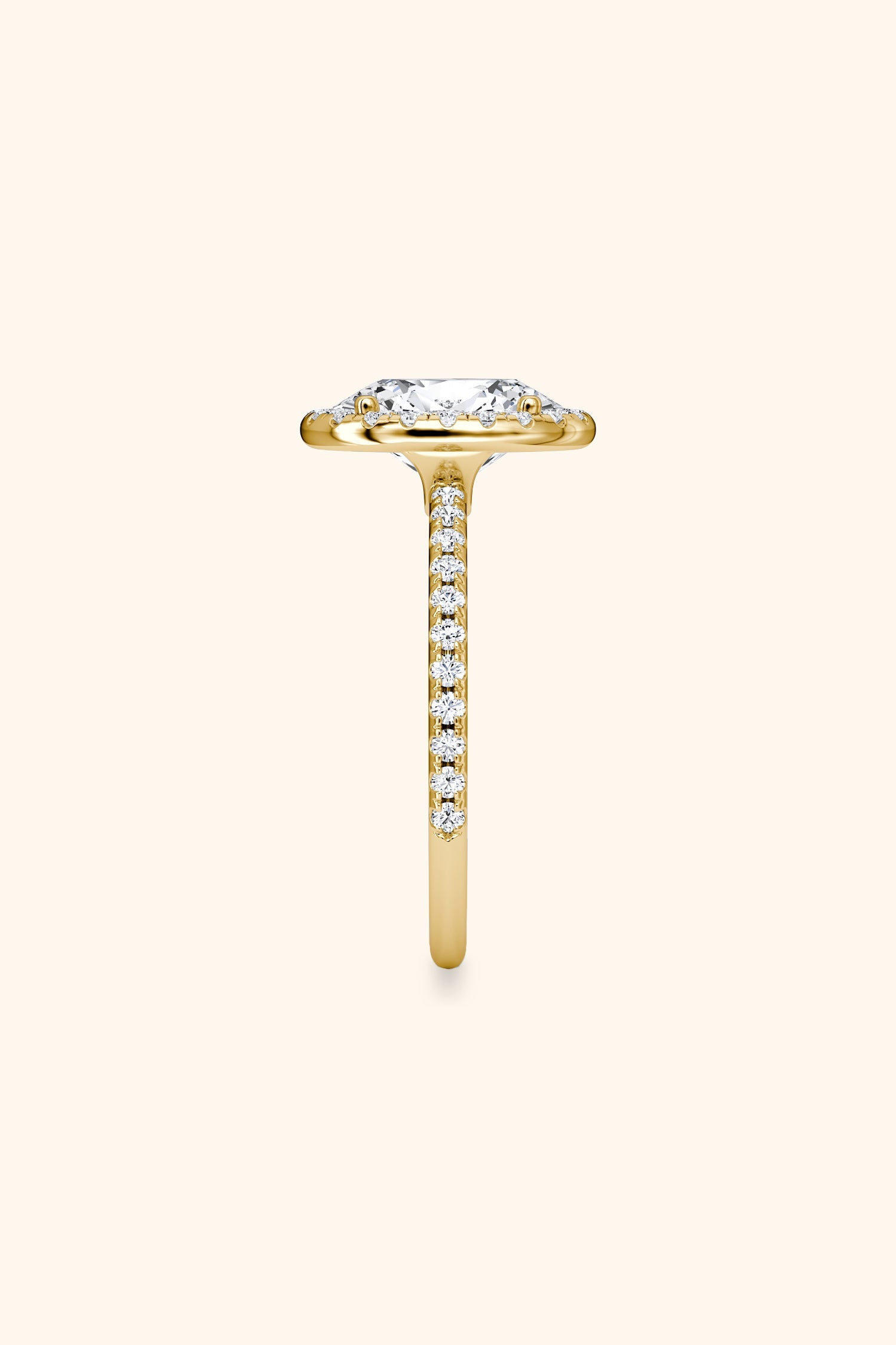 Angelica Classic Oval Solitaire Pavé Ring with Halo