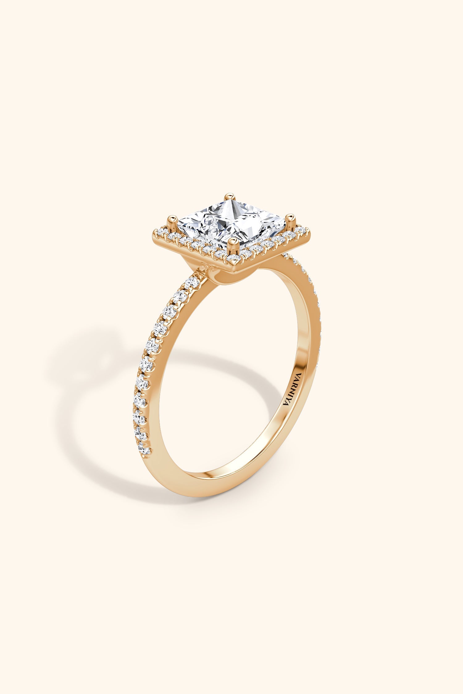 Angelica Classic Halo with a Princess Solitaire Pavé Ring Value