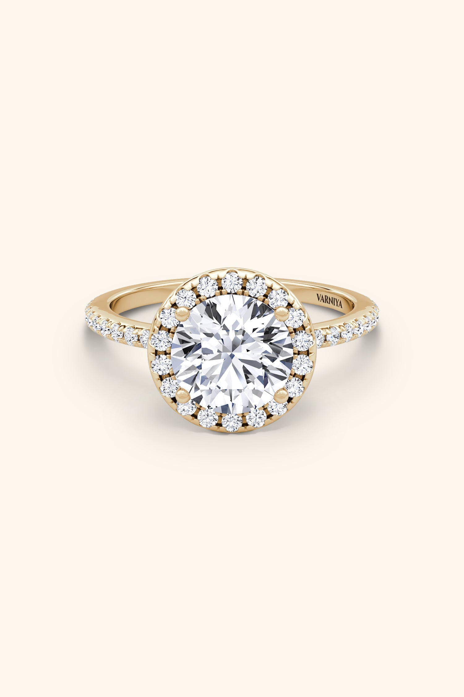 Round Solitaire Pavé Ring