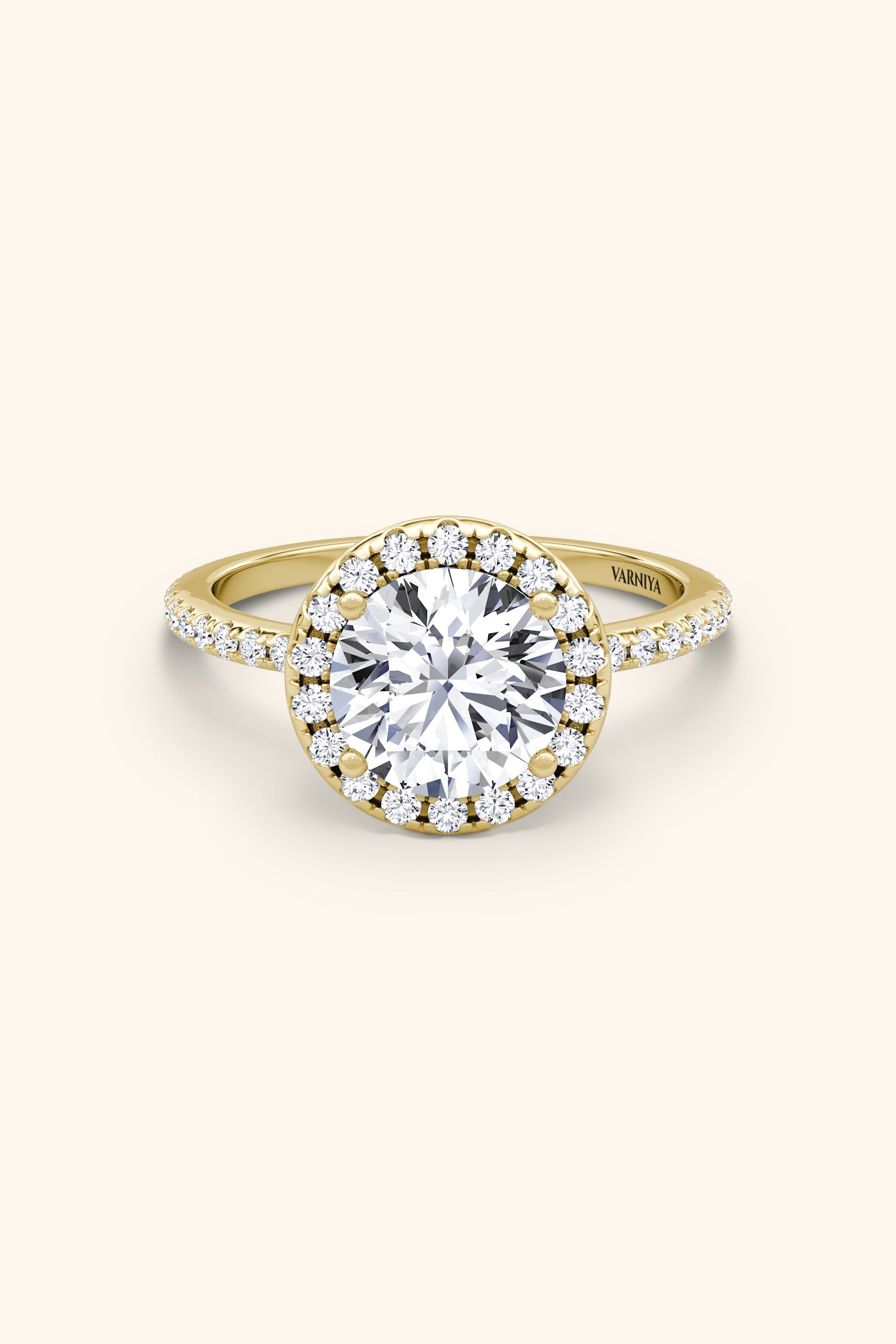 Angelica Classic Halo with a Round Solitaire Pavé Ring