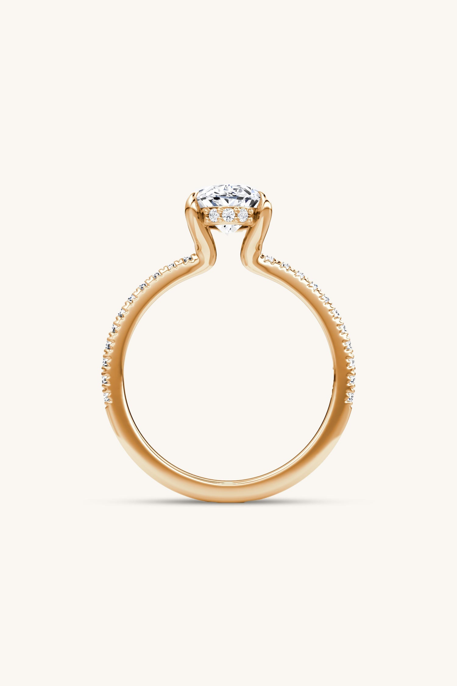 Bella Luna Halo Oval Solitaire Pavé Ring