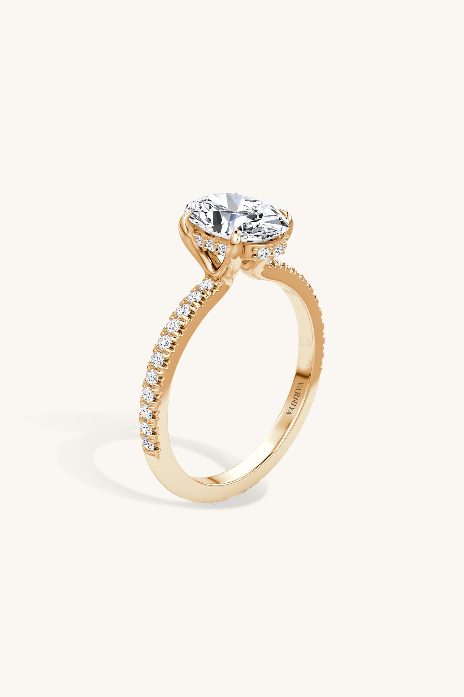 Bella Luna Halo Oval Solitaire Pavé Ring