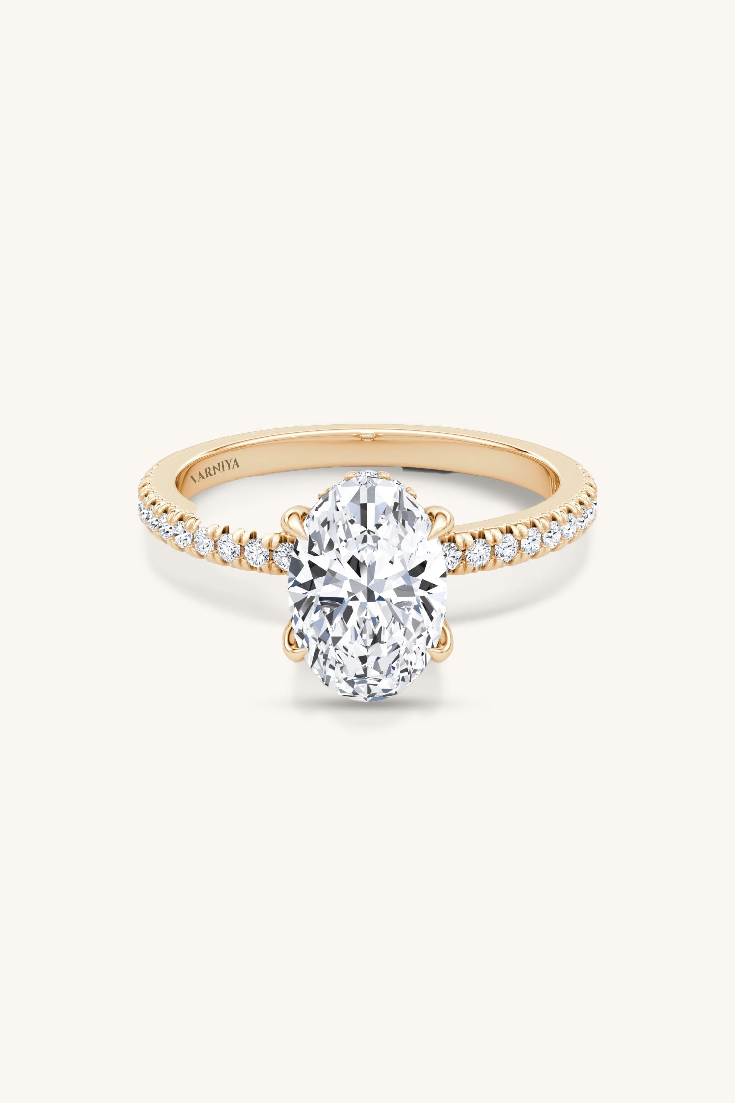 Bella Luna Halo Oval Solitaire Pavé Ring