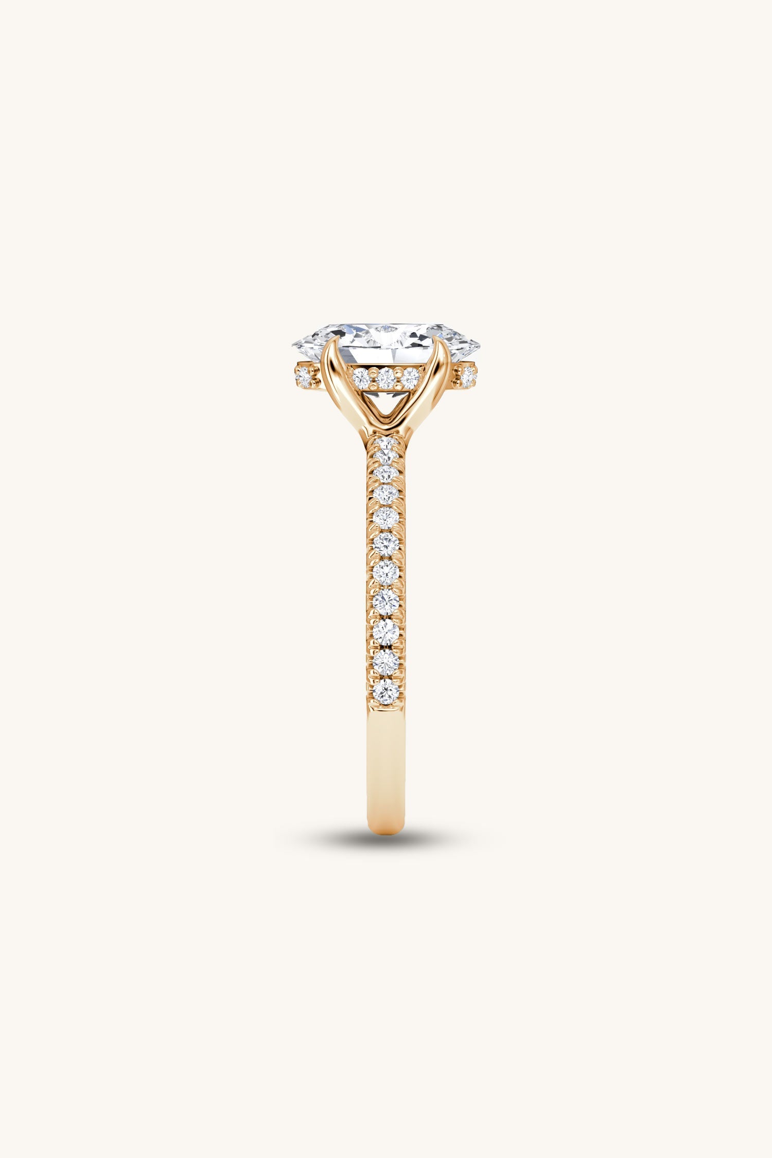 Bella Luna Halo Oval Solitaire Pavé Ring