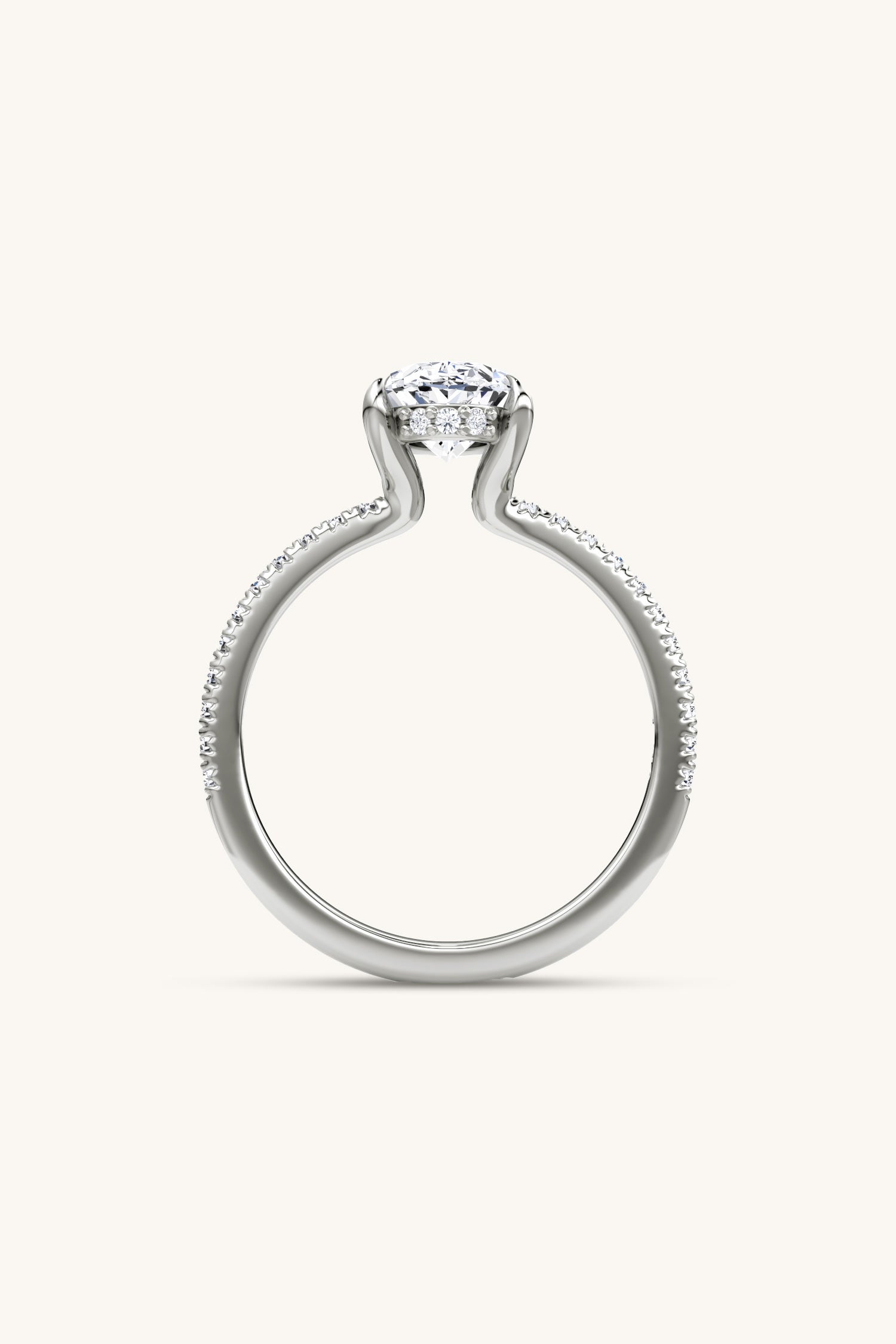 Bella Luna Halo Oval Solitaire Pavé Ring
