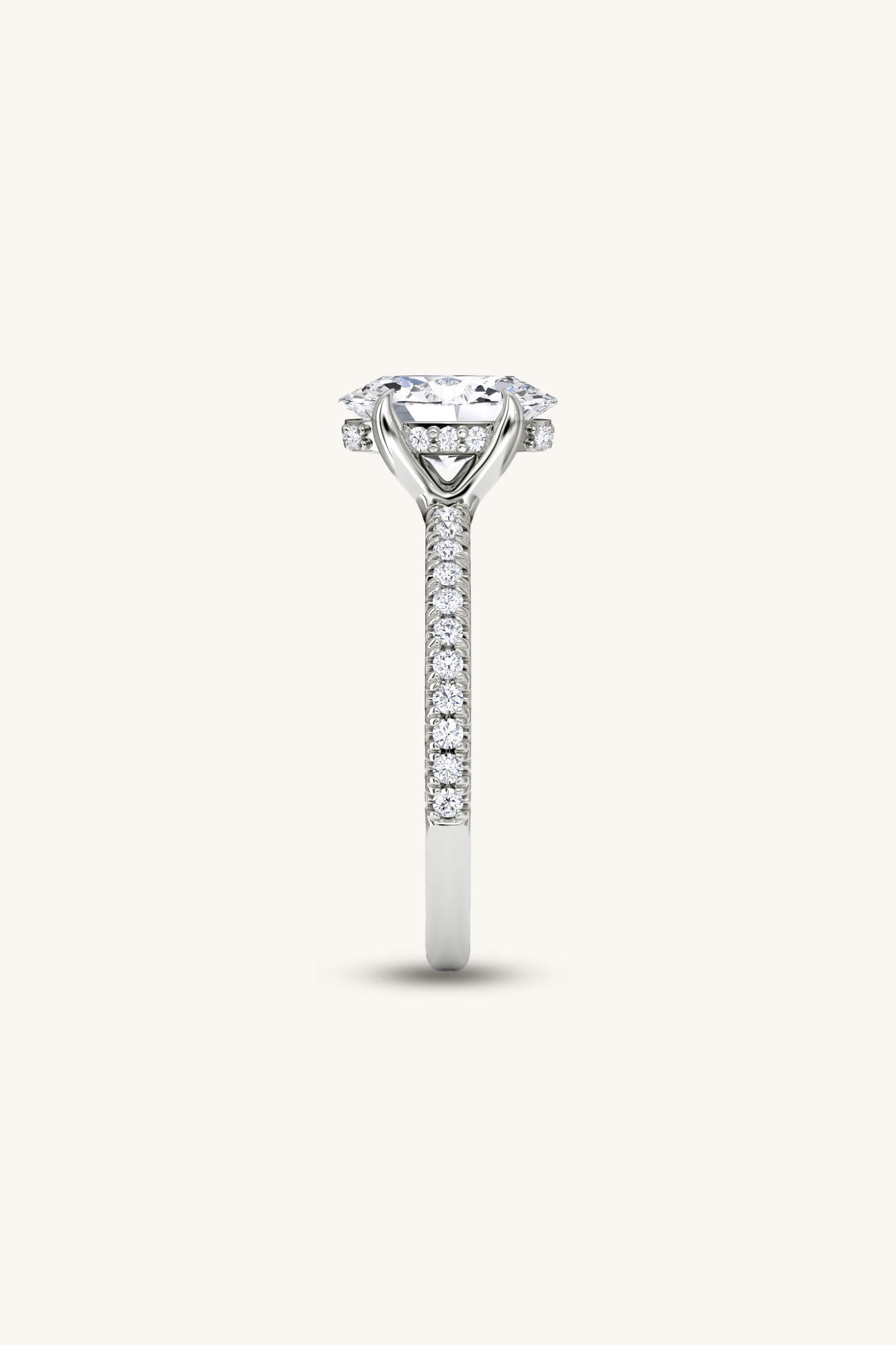 Bella Luna Halo Oval Solitaire Pavé Ring