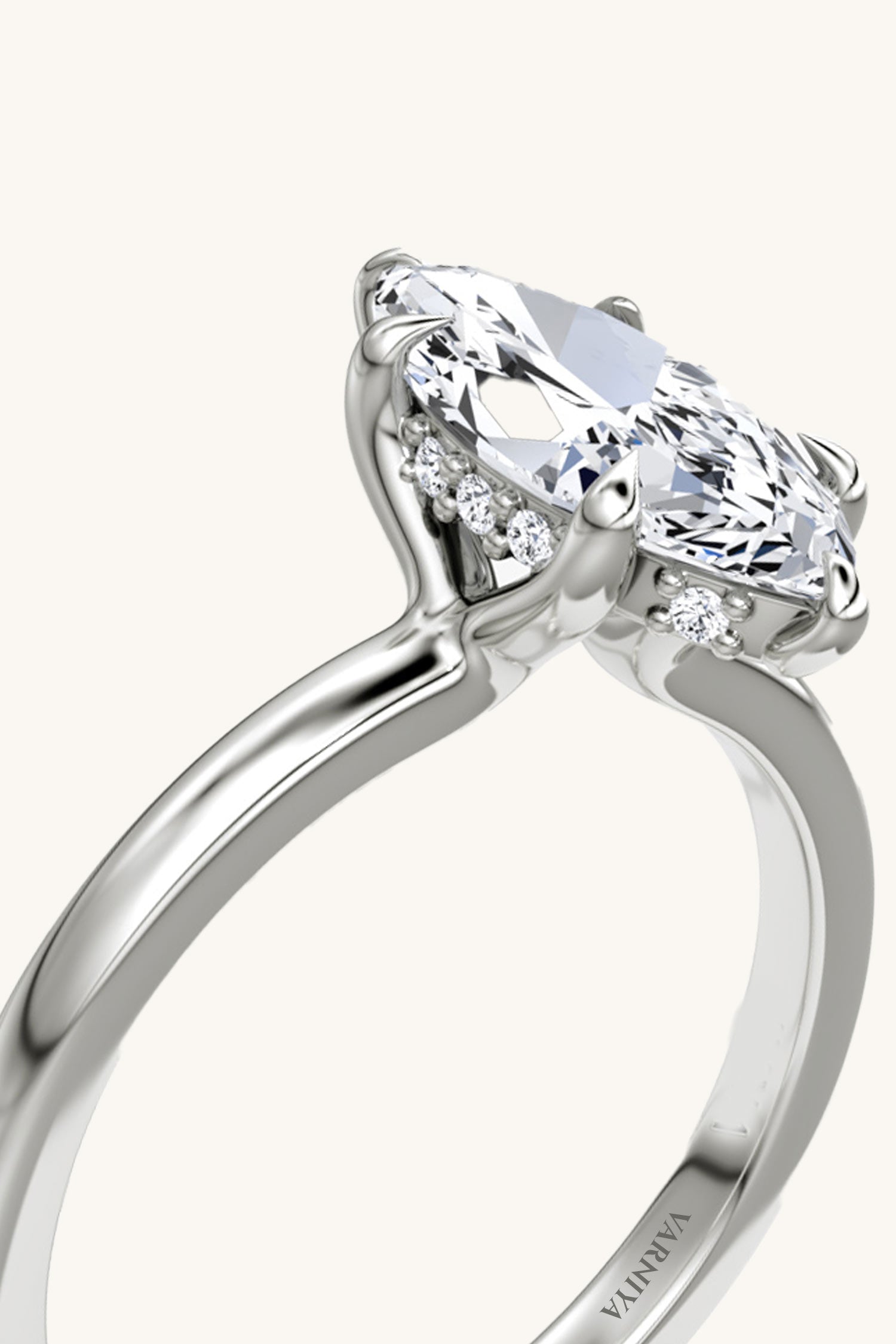 Bella Luna Halo 2 Carat Marquise Solitaire Ring