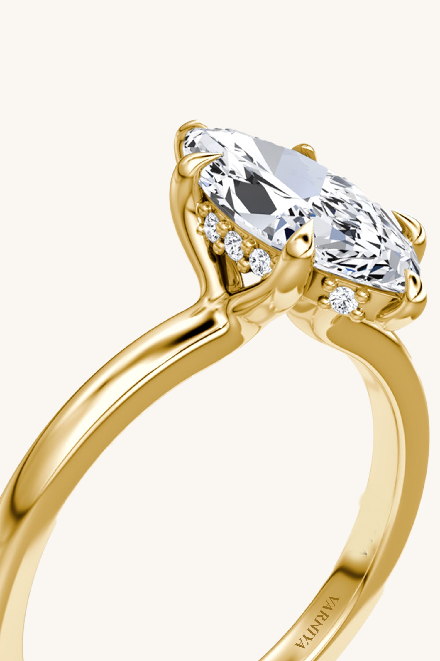 Bella Luna Halo 2 Carat Marquise Solitaire Ring