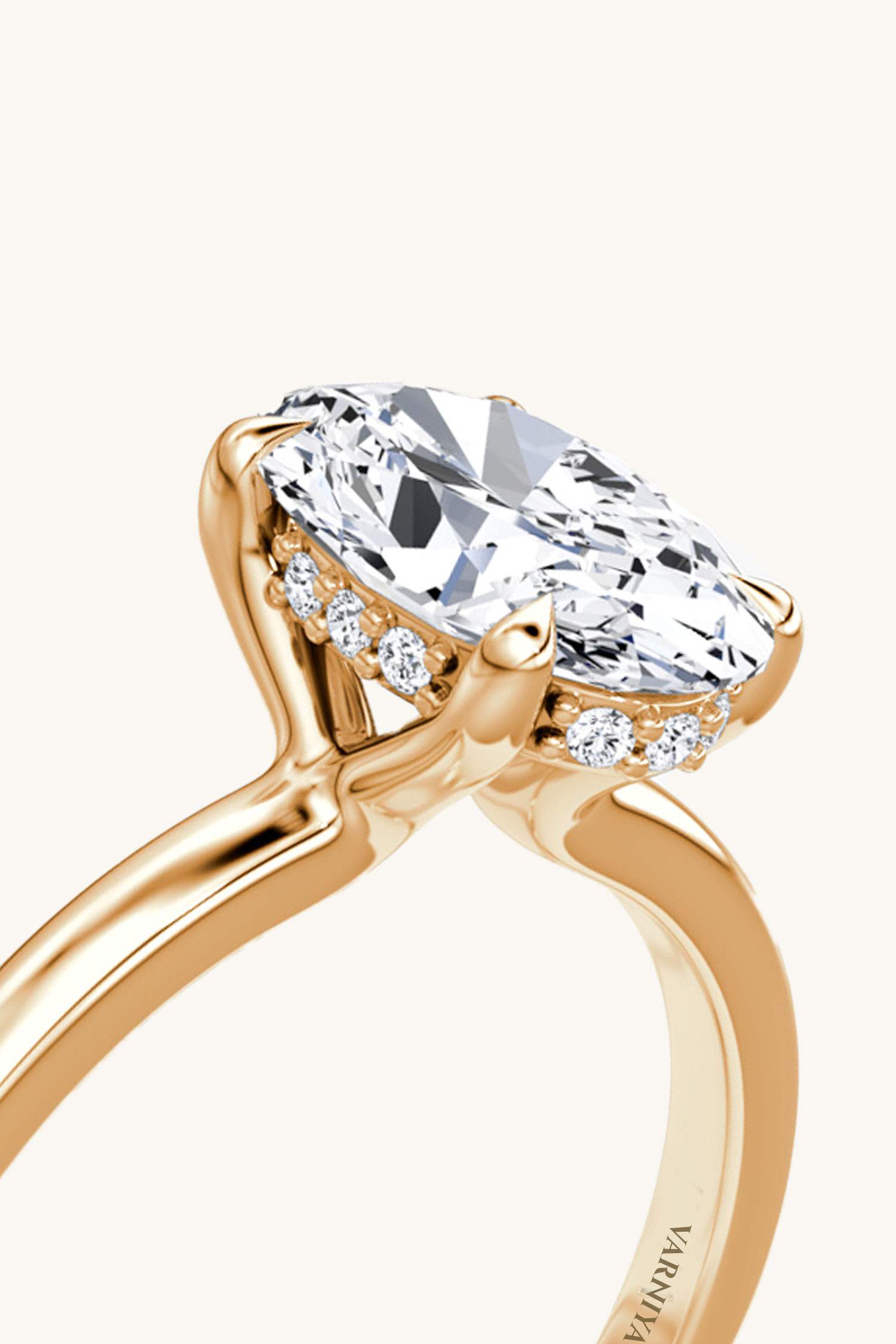 Bella Luna Halo Oval Solitaire Ring