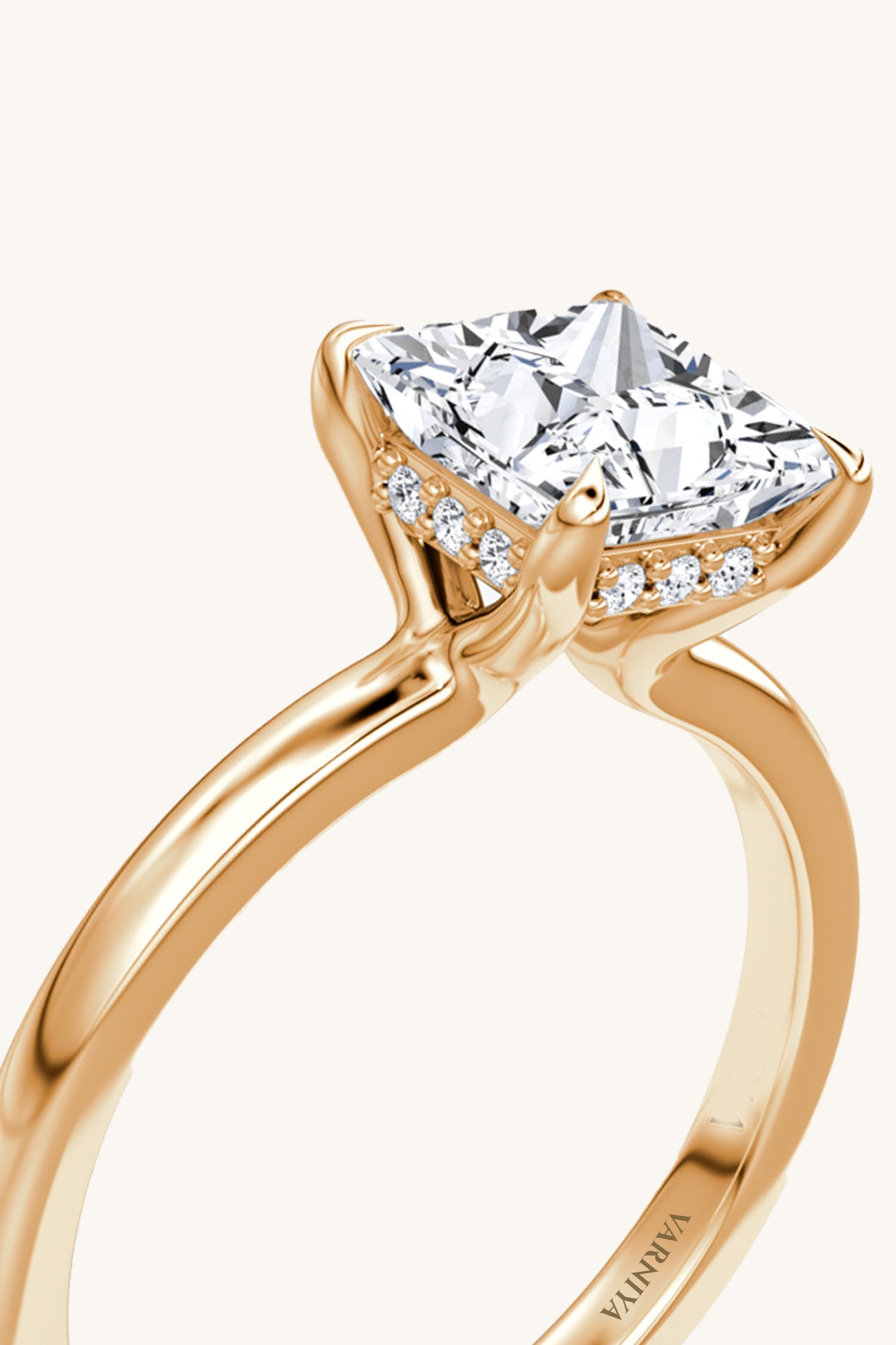Bella Luna Halo Princess Solitaire Ring