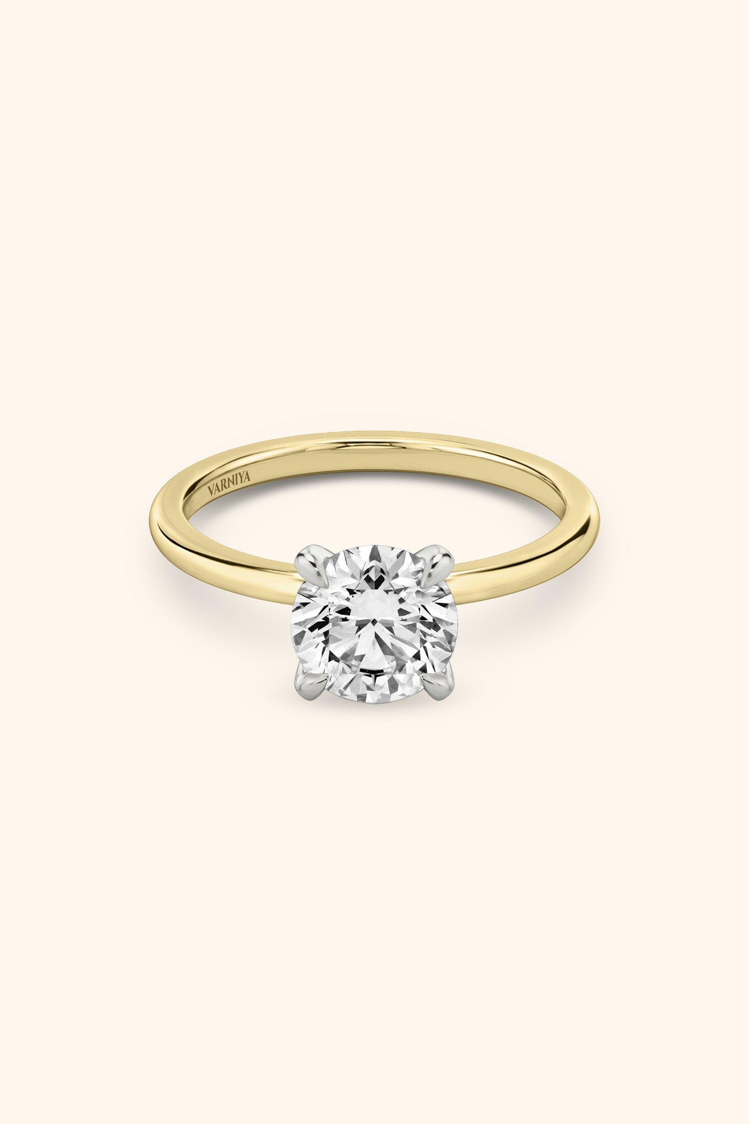 Dual Tone Glance Ring with Round Brilliant Solitaire.
