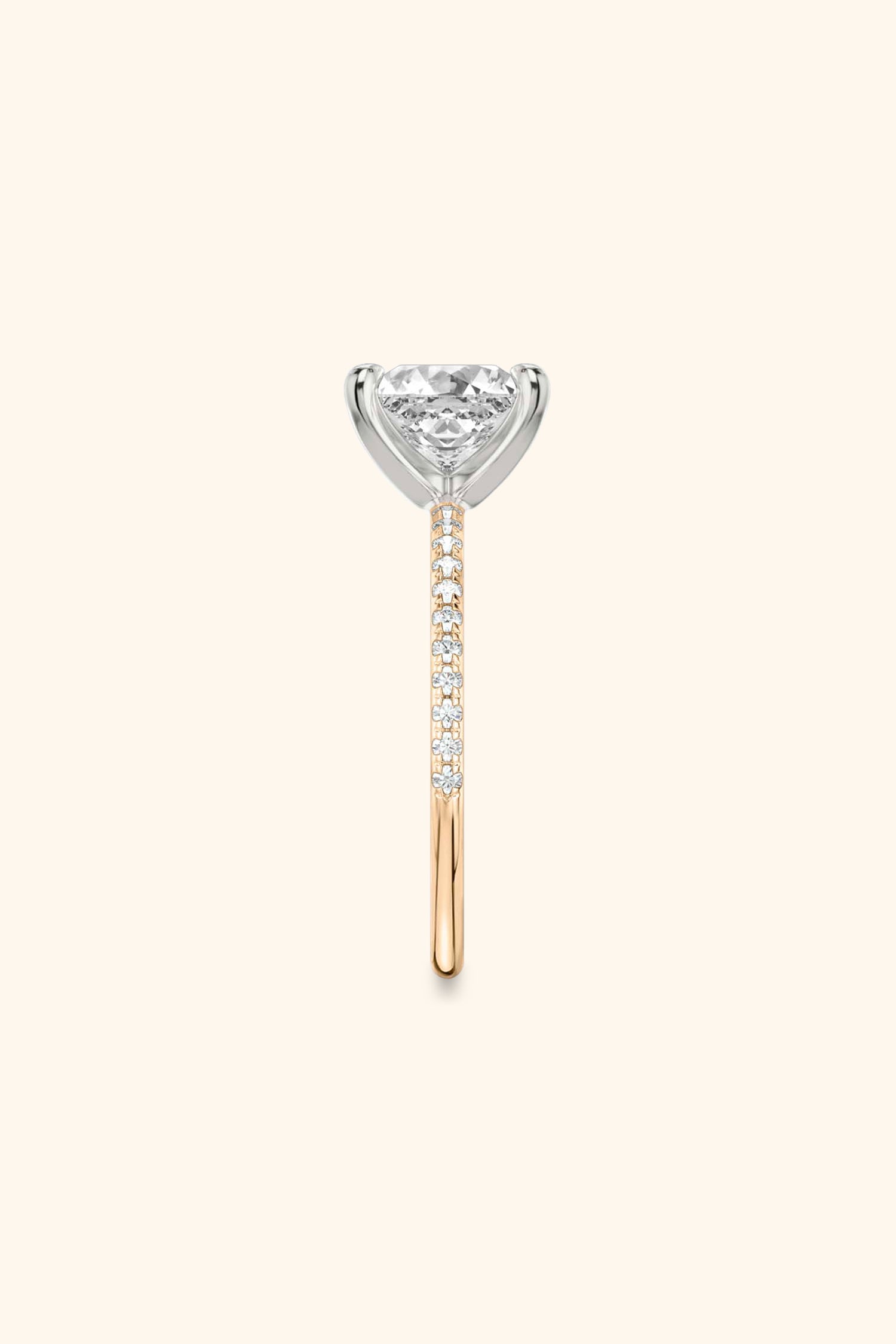 Dual Tone Glance Pavé Ring with 2 Carat Princess Solitaire
