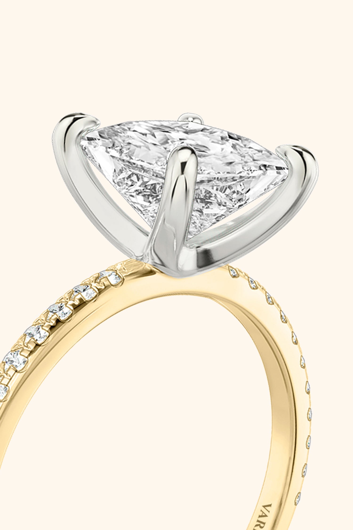 Dual Tone Glance Pavé Ring with 1 Carat Princess Solitaire