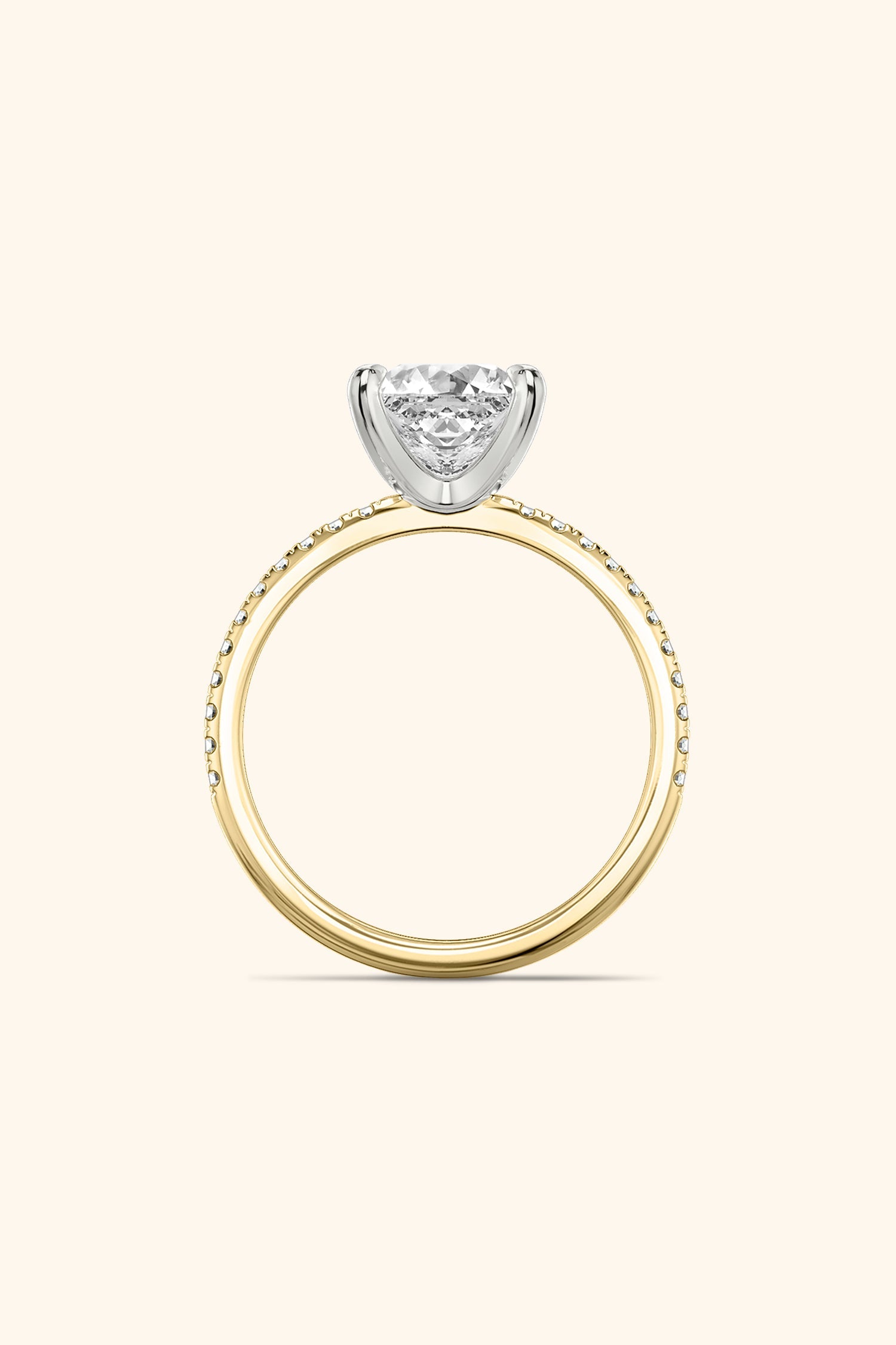 Dual Tone Glance Pavé Ring with 4 Carat Princess Solitaire Premium