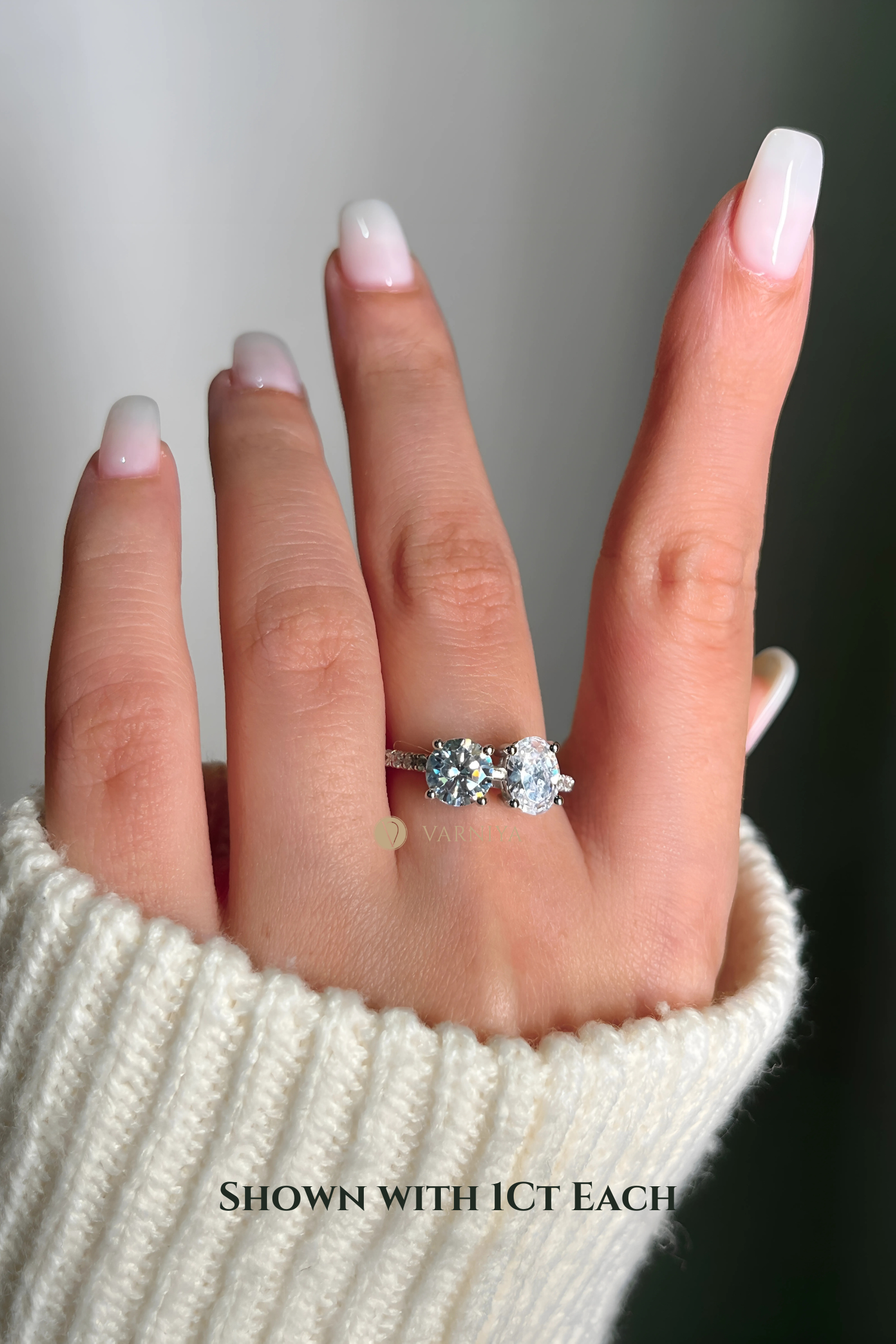 Luminosa Round Brilliant and Oval Solitaire Pavé Ring