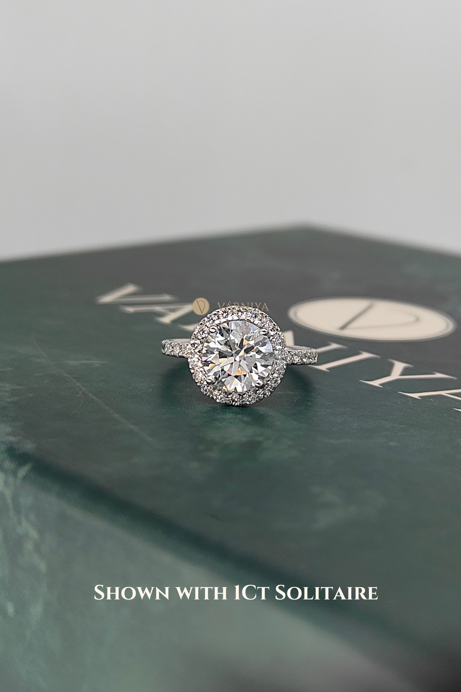 Angelica Classic Halo with a Round Solitaire Pavé Ring