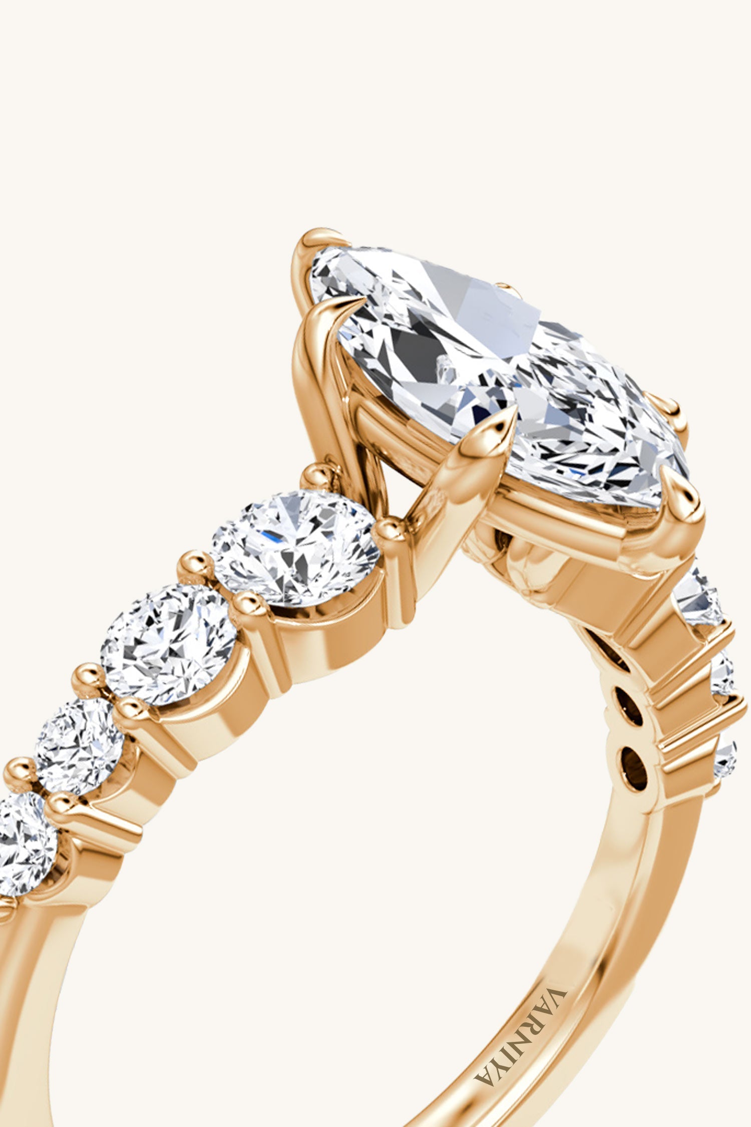 Cielo Marquise Solitaire Pavé Ring