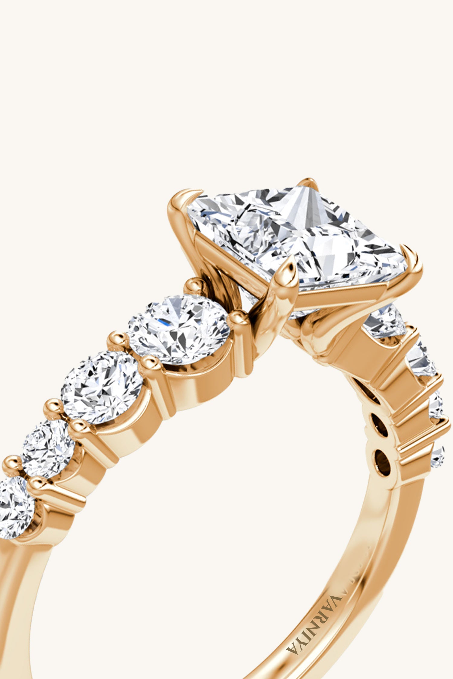 Cielo Princess Solitaire Pavé Ring