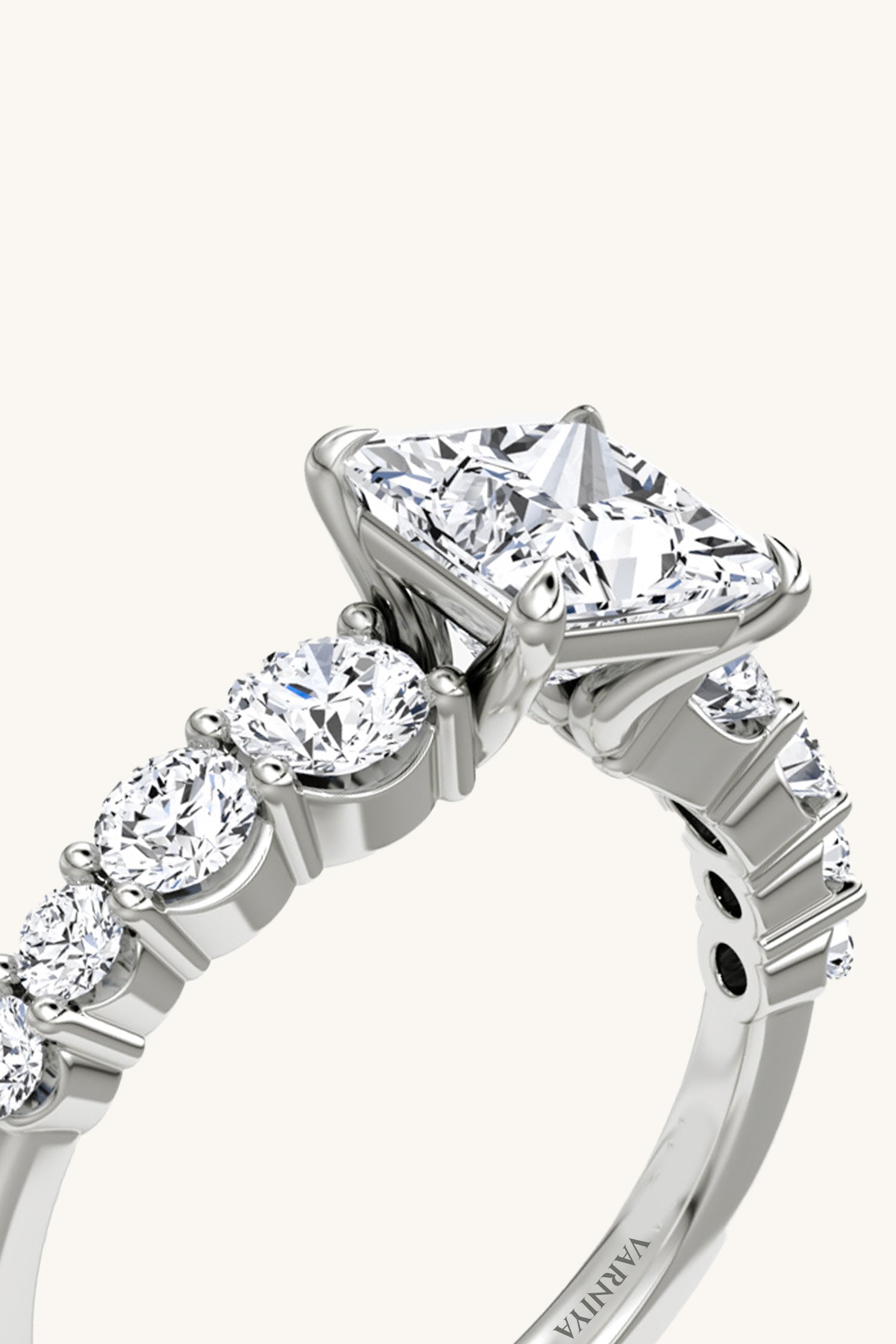 Cielo Princess Solitaire Pavé Ring
