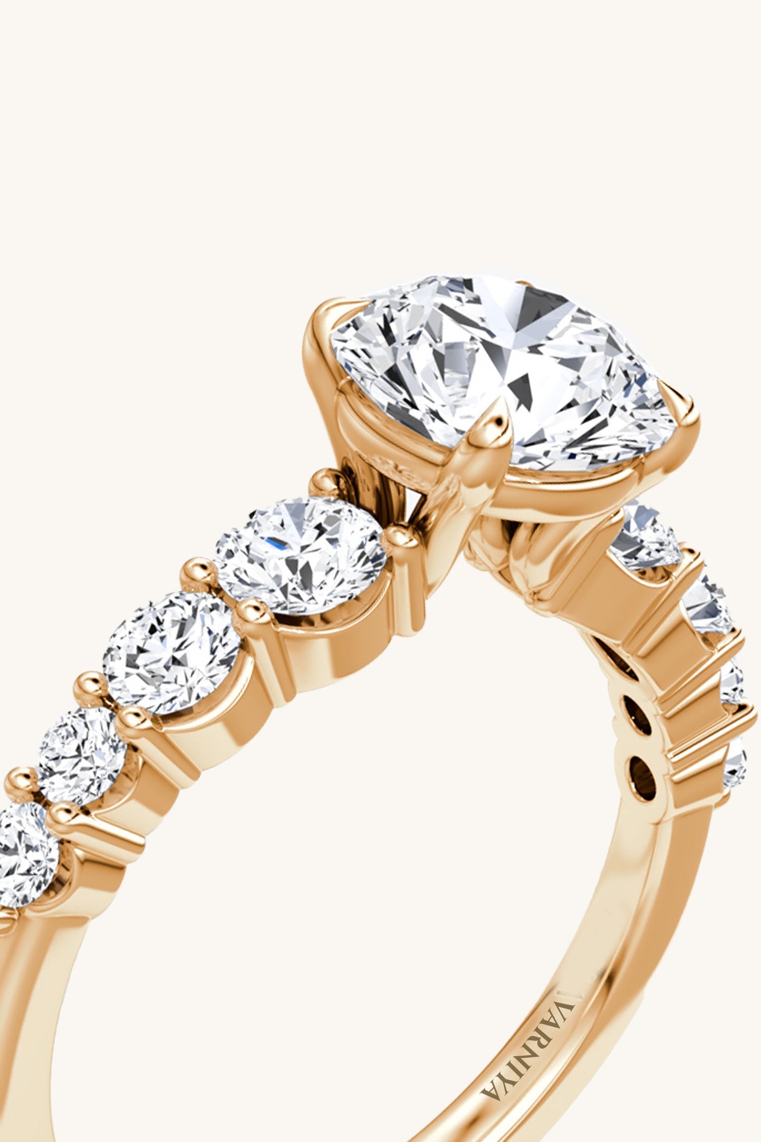 Cielo Round Brilliant Solitaire Pavé Ring