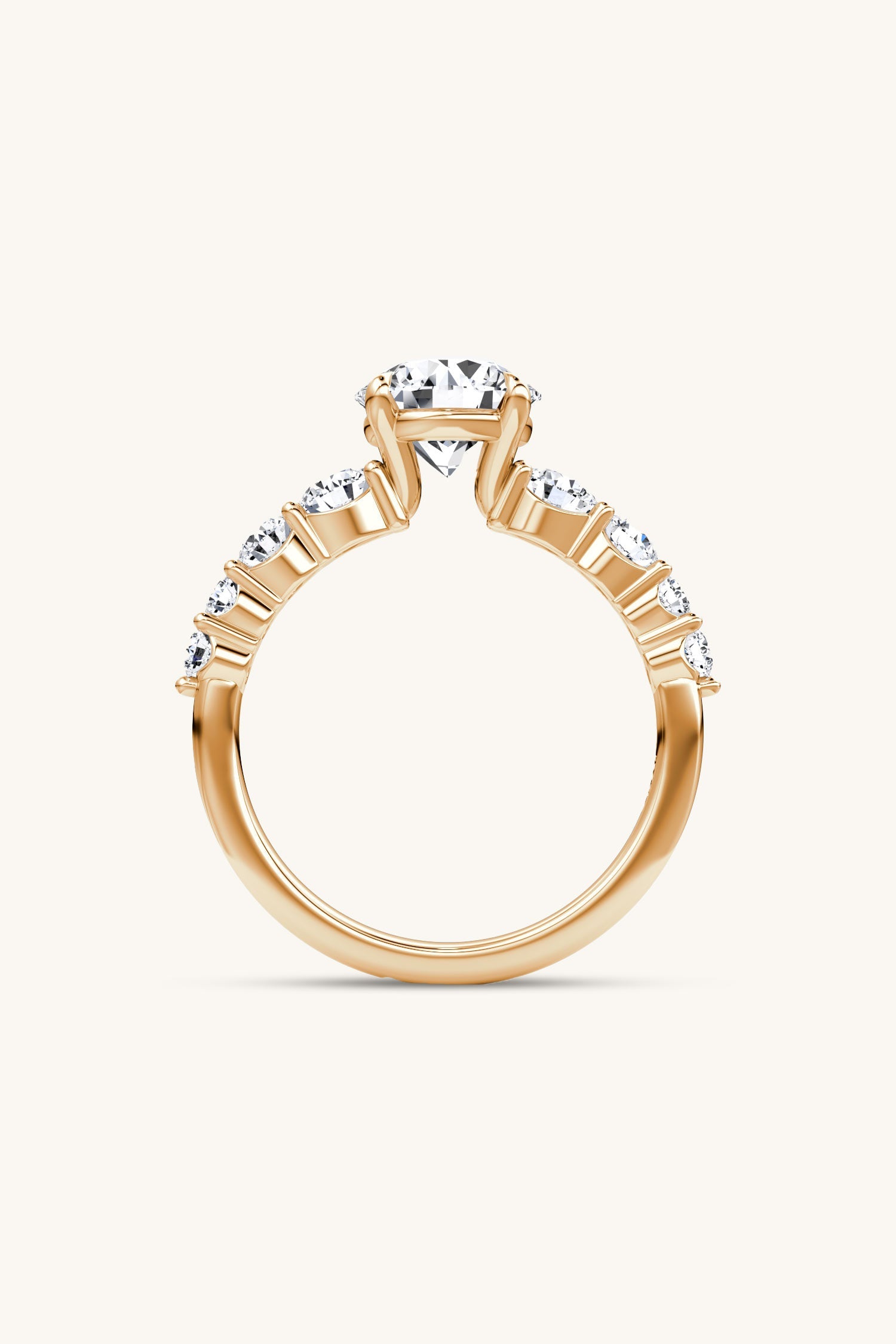 Cielo Round Brilliant Solitaire Pavé Ring