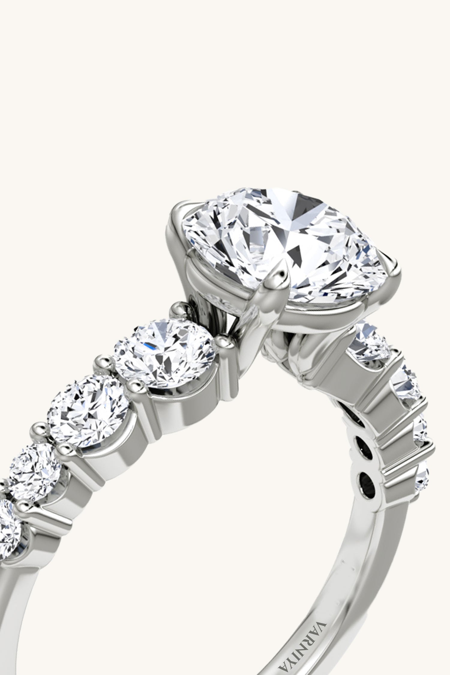 Cielo Round Brilliant Solitaire Pavé Ring