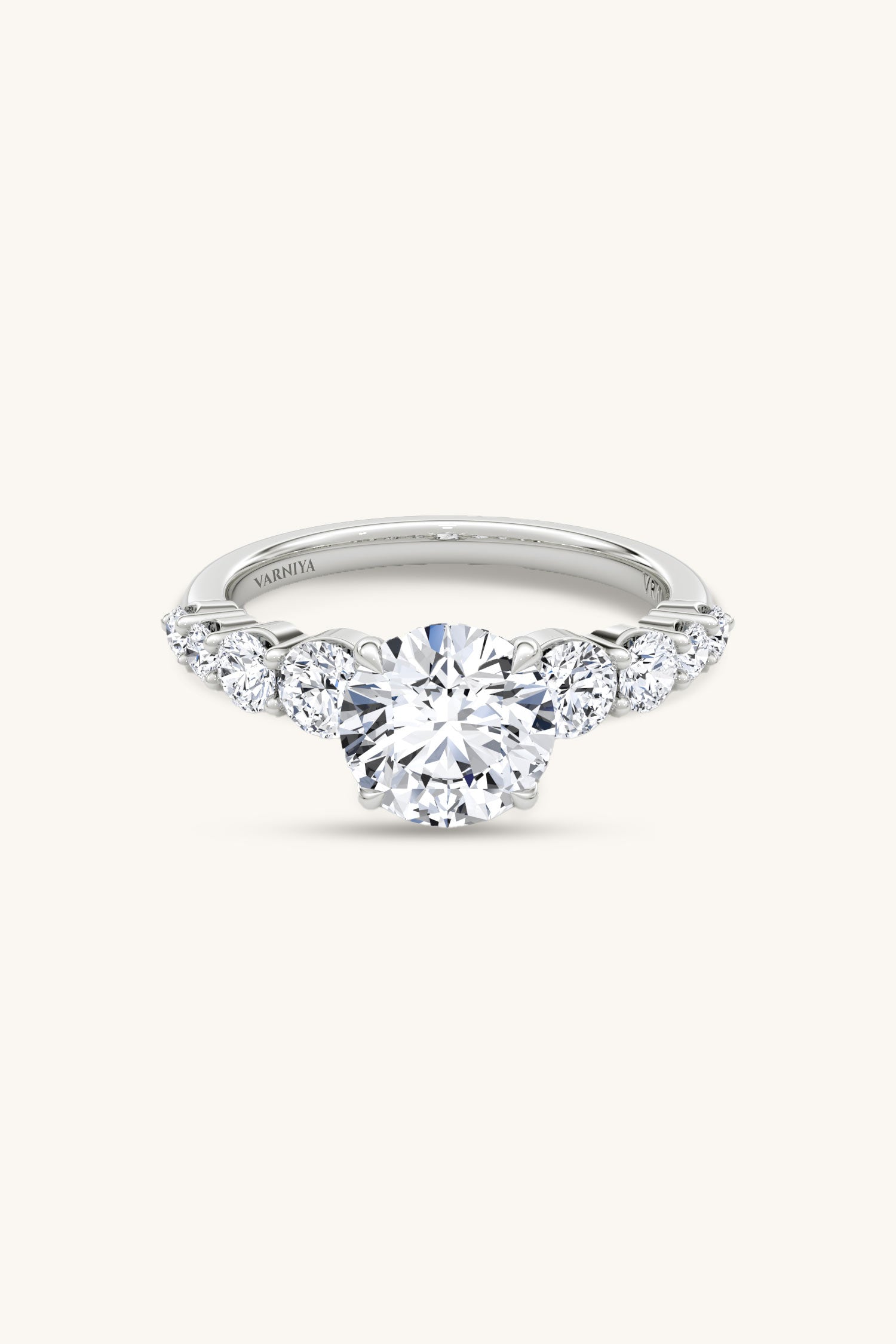 Cielo Round Brilliant Solitaire Pavé Ring
