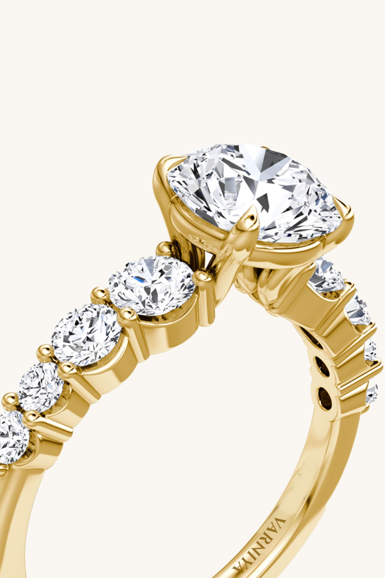 Cielo Round Brilliant Solitaire Pavé Ring