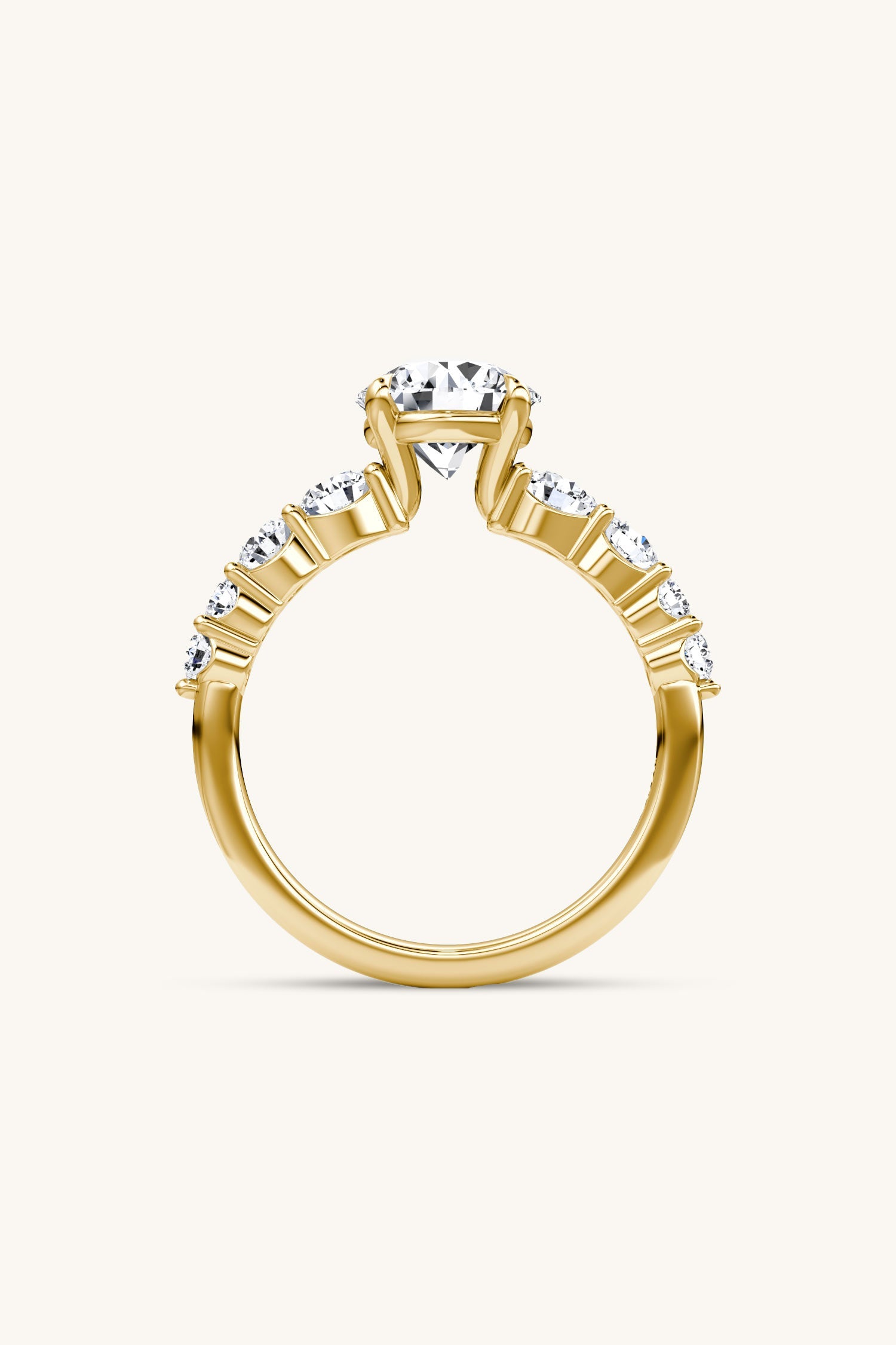 Cielo Round Brilliant Solitaire Pavé Ring