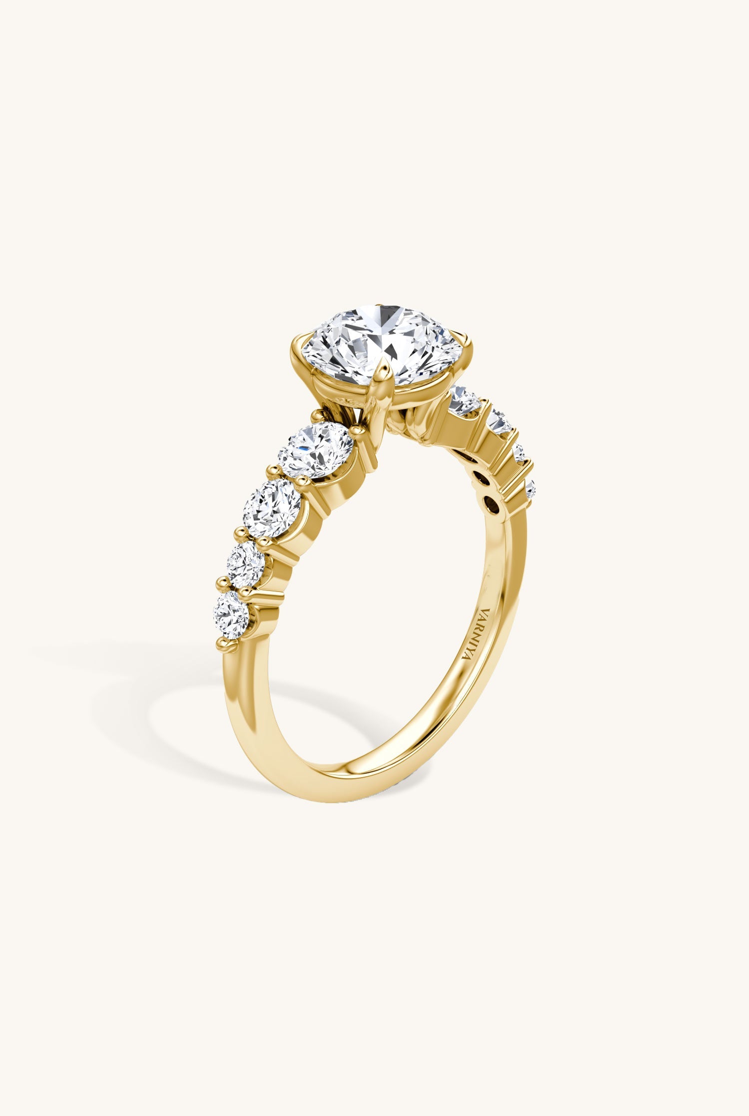 Cielo Round Brilliant Solitaire Pavé Ring