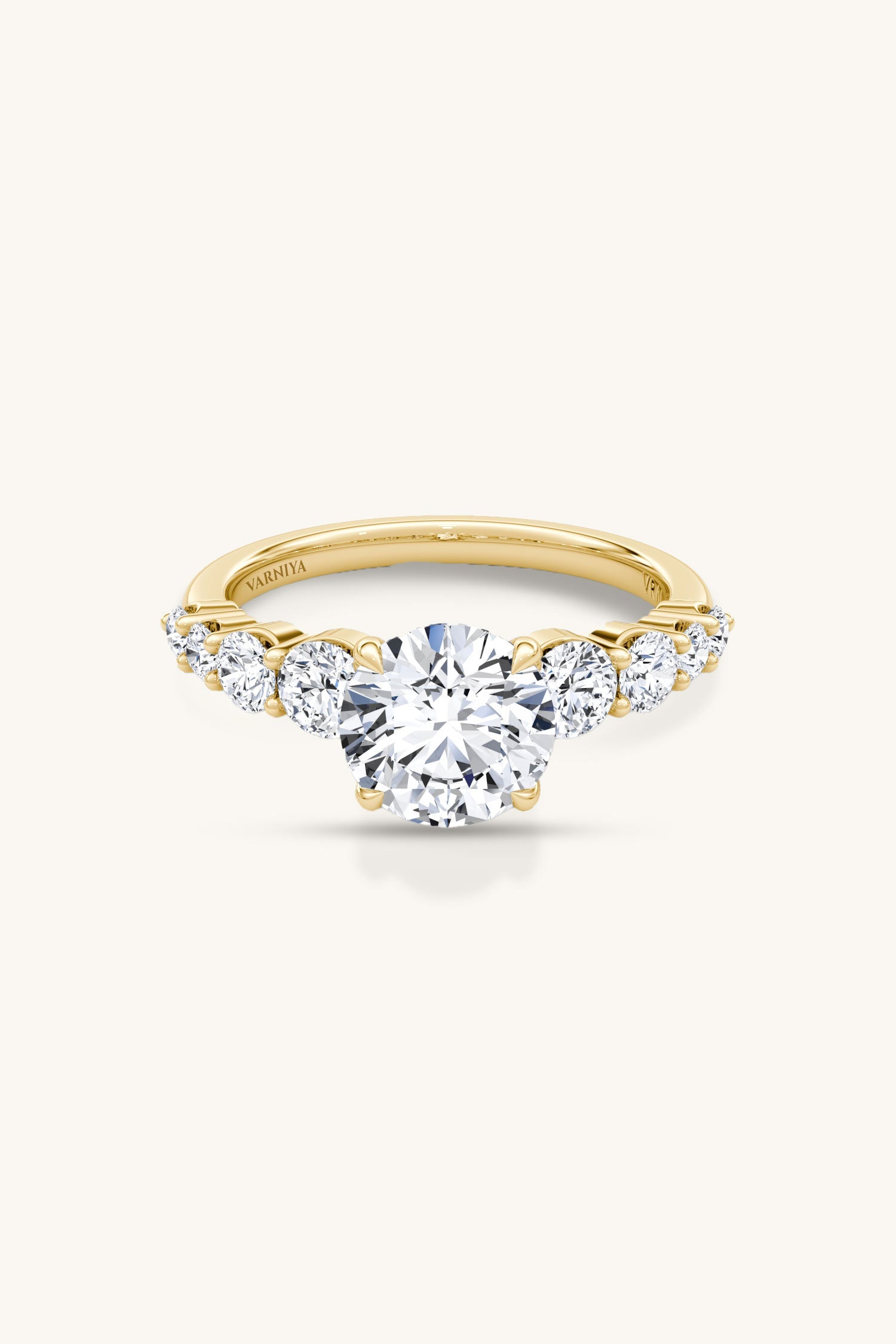 Cielo Round Brilliant Solitaire Pavé Ring
