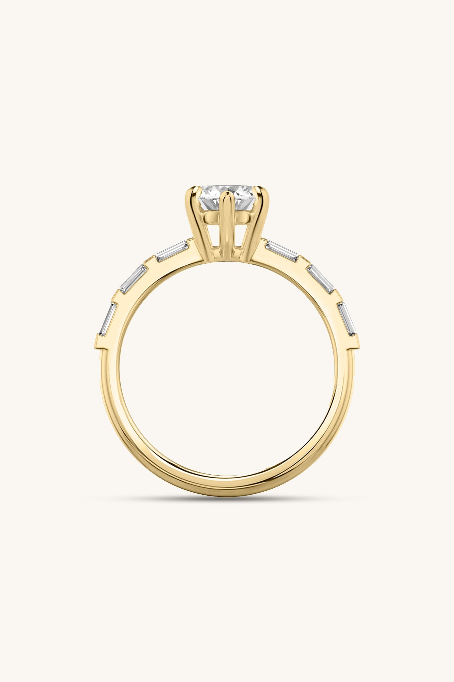 Bicephal Marquise Solitaire French Pavé Ring